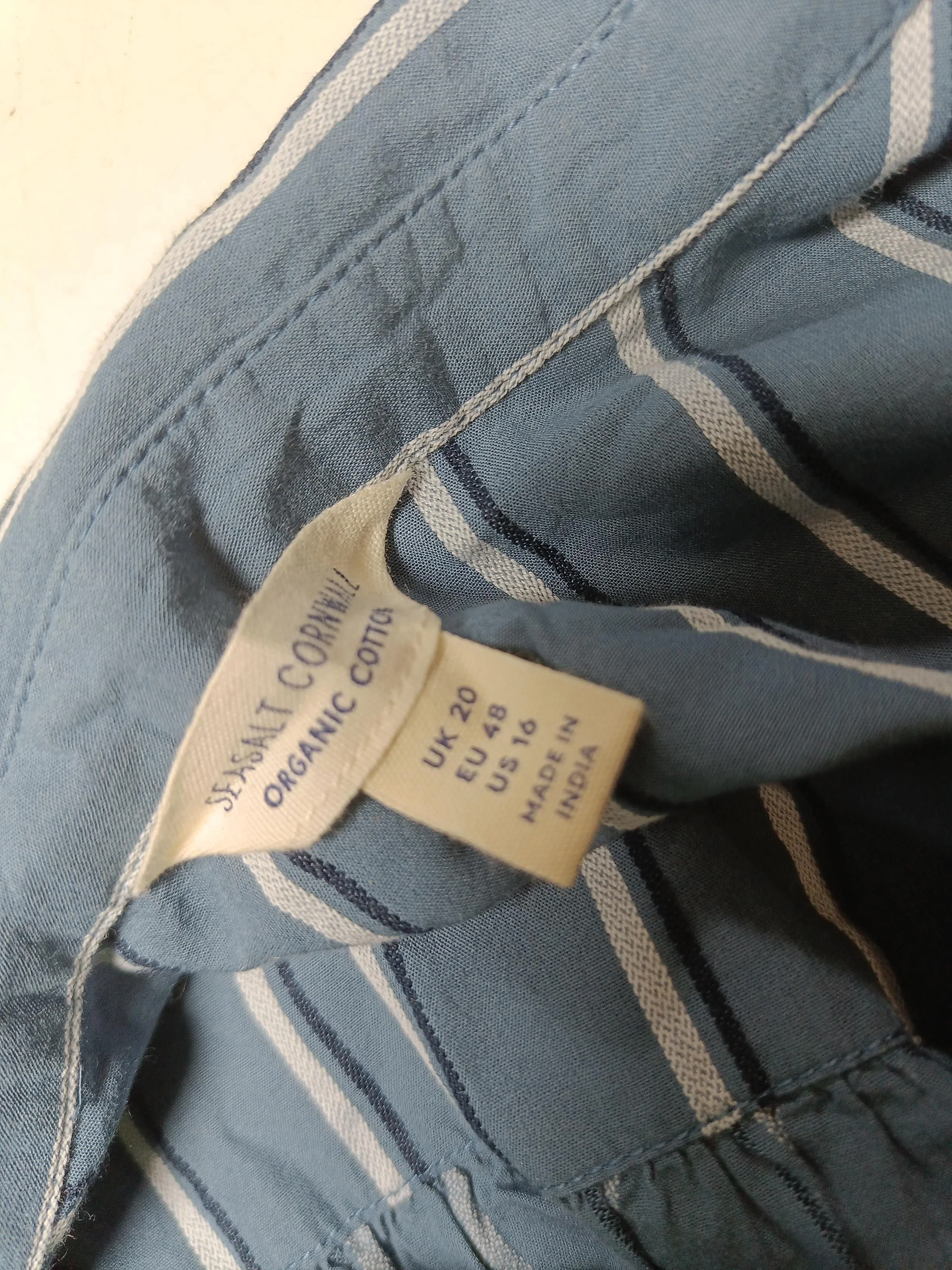 SEASALT CORNWALL Women's Shirt UK 20 Blue 100% Cotton Basic - Image 5