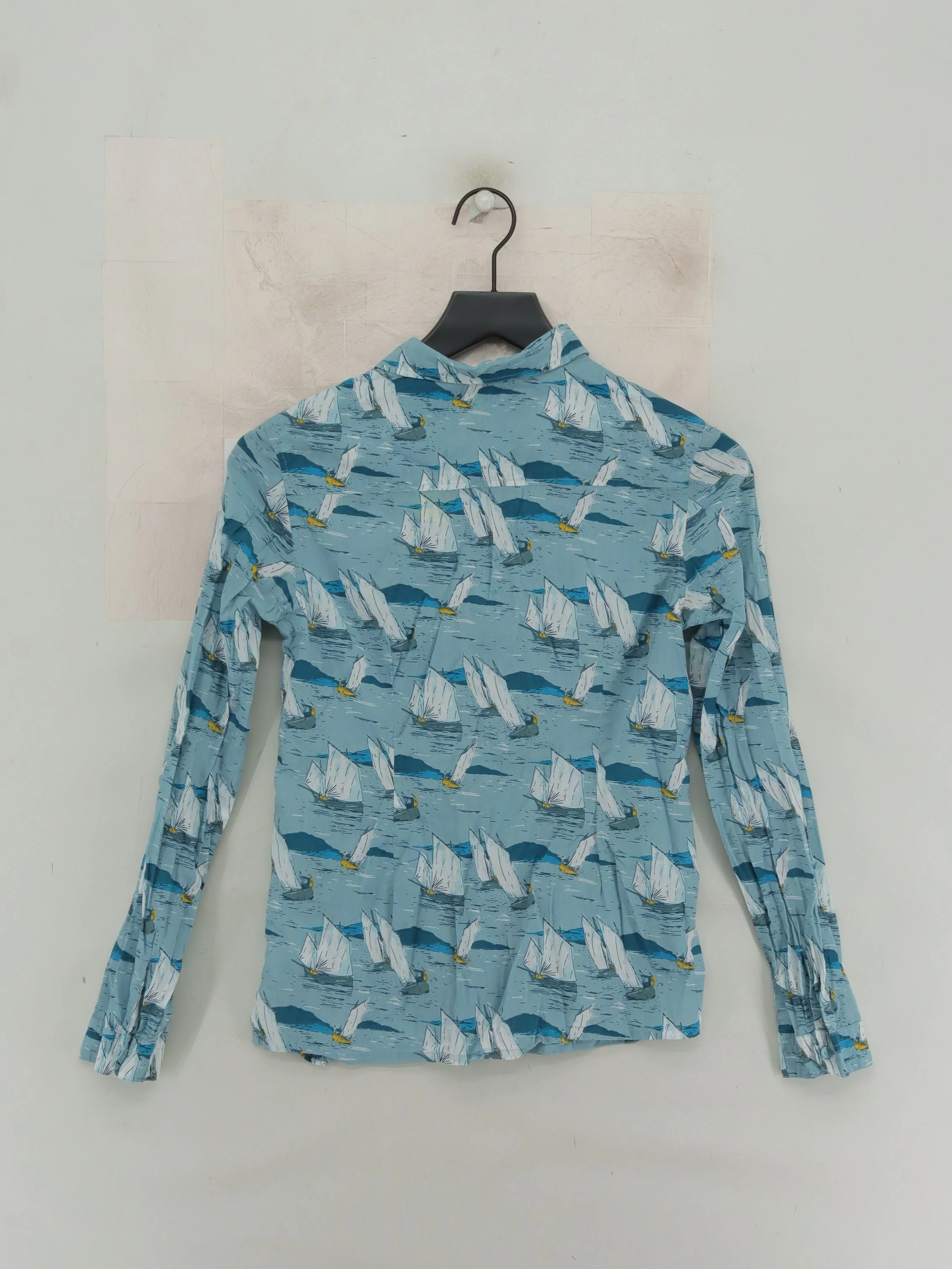 SEASALT CORNWALL Women's Shirt UK 8 Blue 100% Cotton Long Sleeve Collared Basic - Image 2