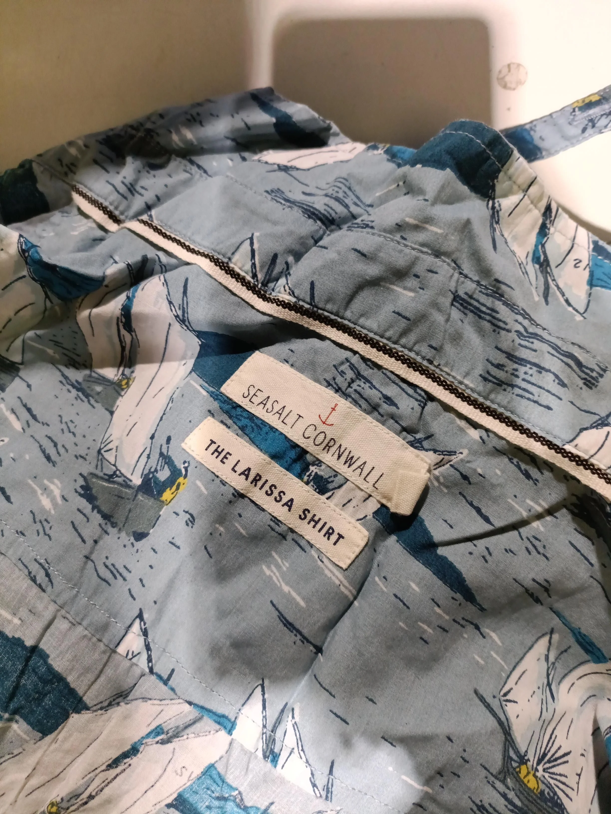 SEASALT CORNWALL Women's Shirt UK 8 Blue 100% Cotton Long Sleeve Collared Basic - Image 5