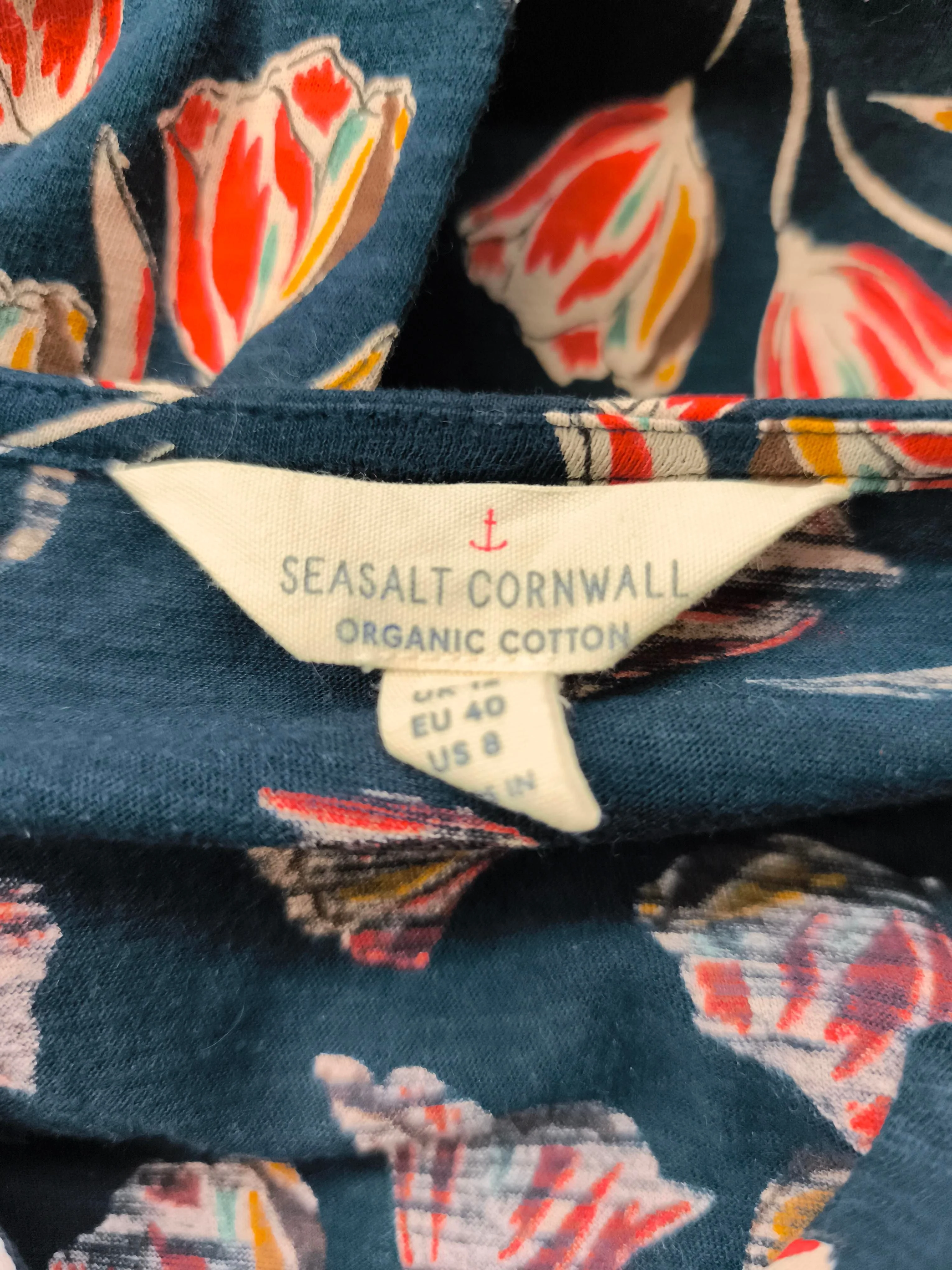 SEASALT CORNWALL Women's T-Shirt UK 12 Blue 100% Cotton Basic - Image 5