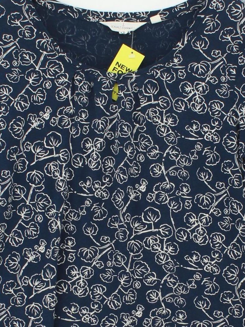 SEASALT CORNWALL Women's T-Shirt UK 12 Blue Viscose with Cotton Basic - Image 3
