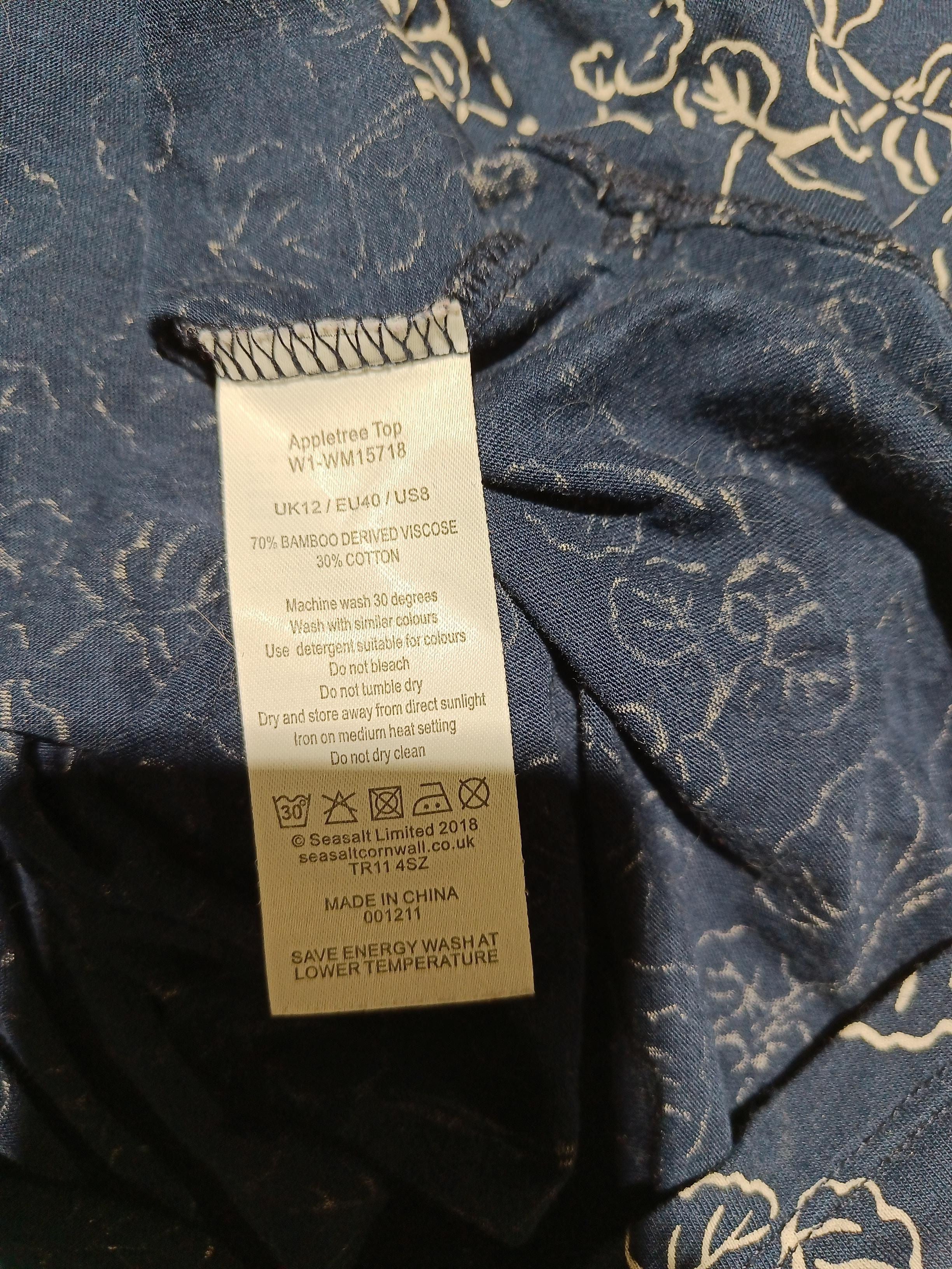 SEASALT CORNWALL Women's T-Shirt UK 12 Blue Viscose with Cotton Basic - Image 6