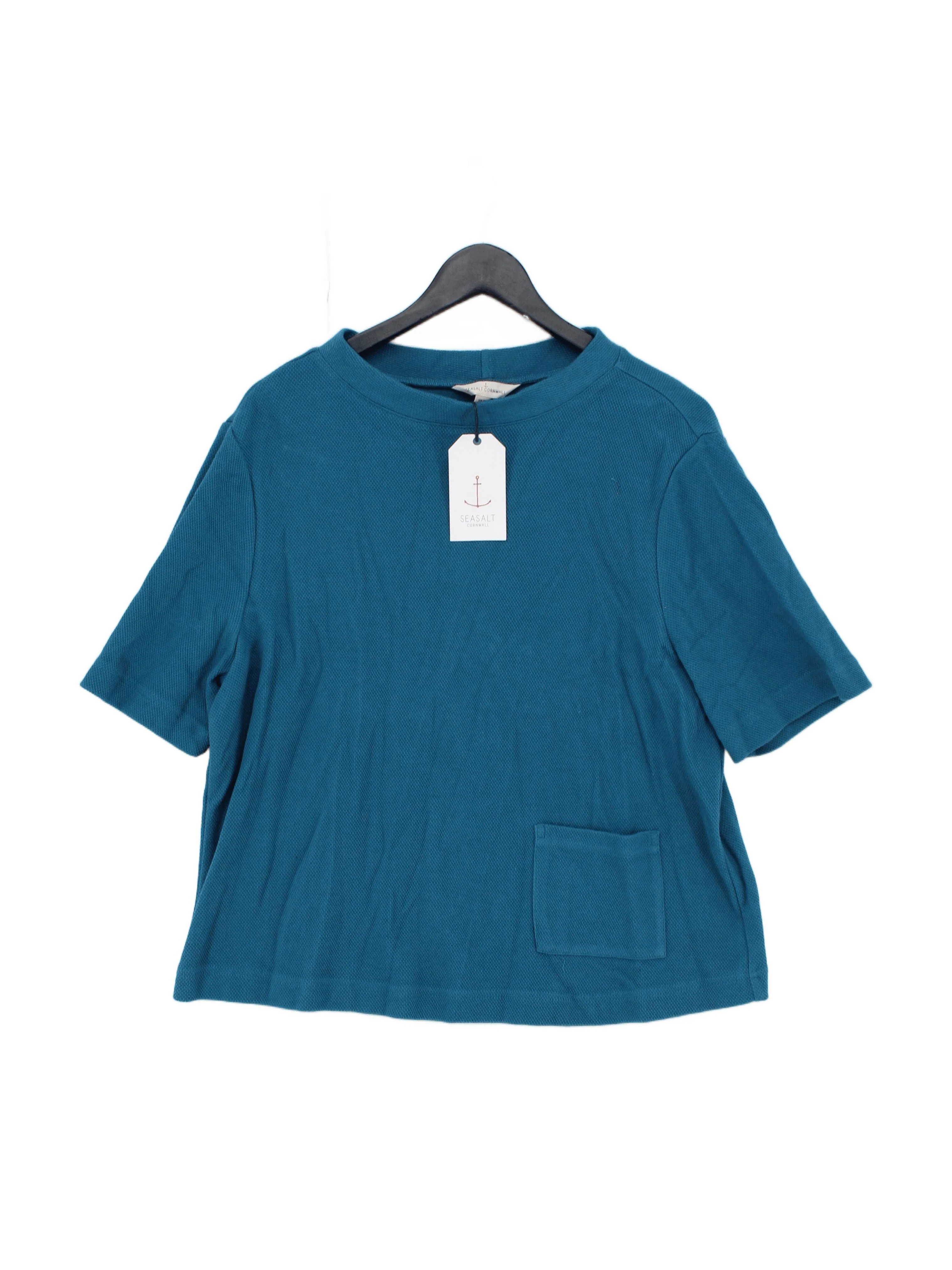 SEASALT CORNWALL Women's T-Shirt UK 16 Blue 100% Cotton Basic