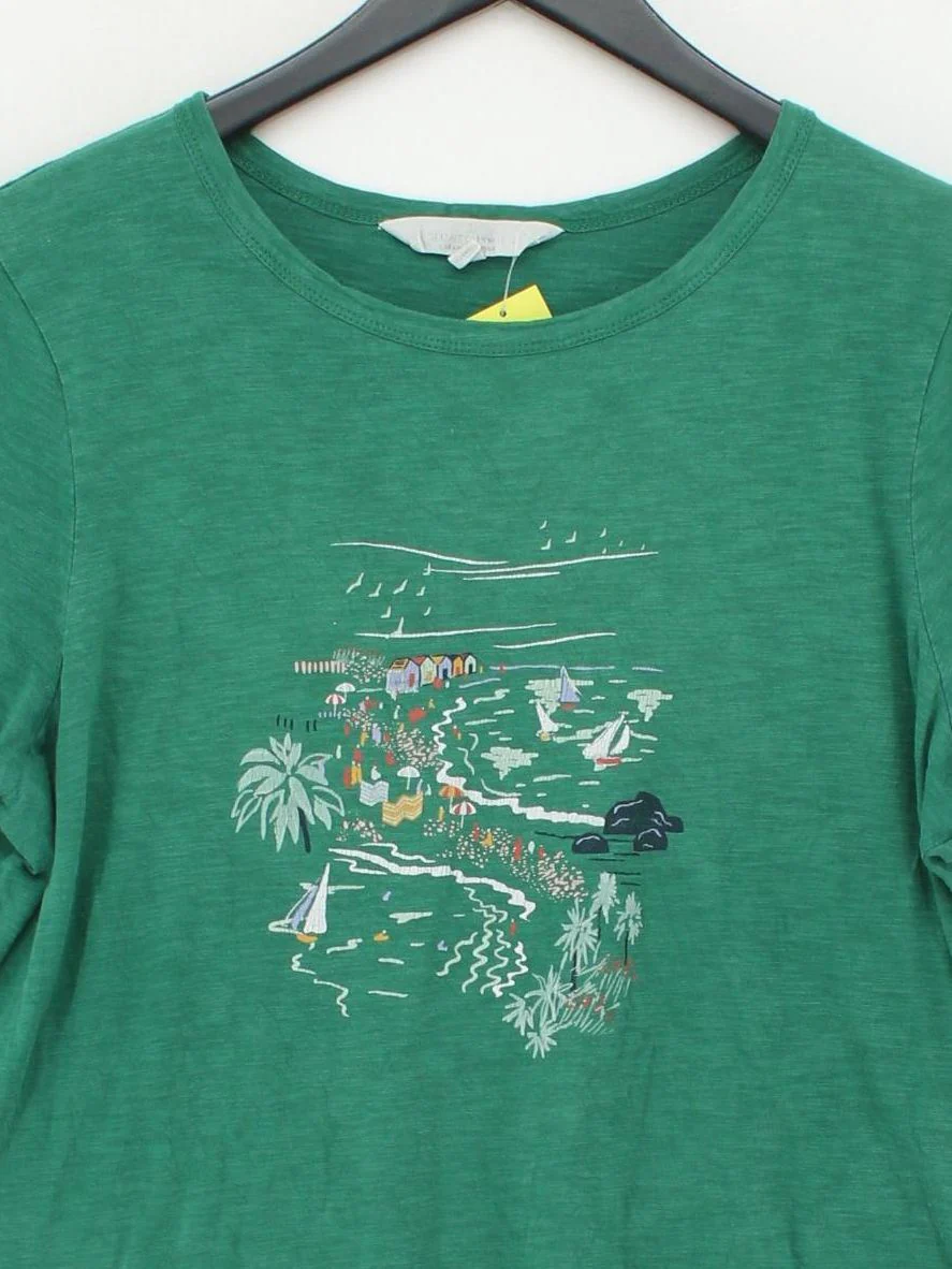 SEASALT CORNWALL Women's T-Shirt UK 16 Green 100% Cotton Basic - Image 3