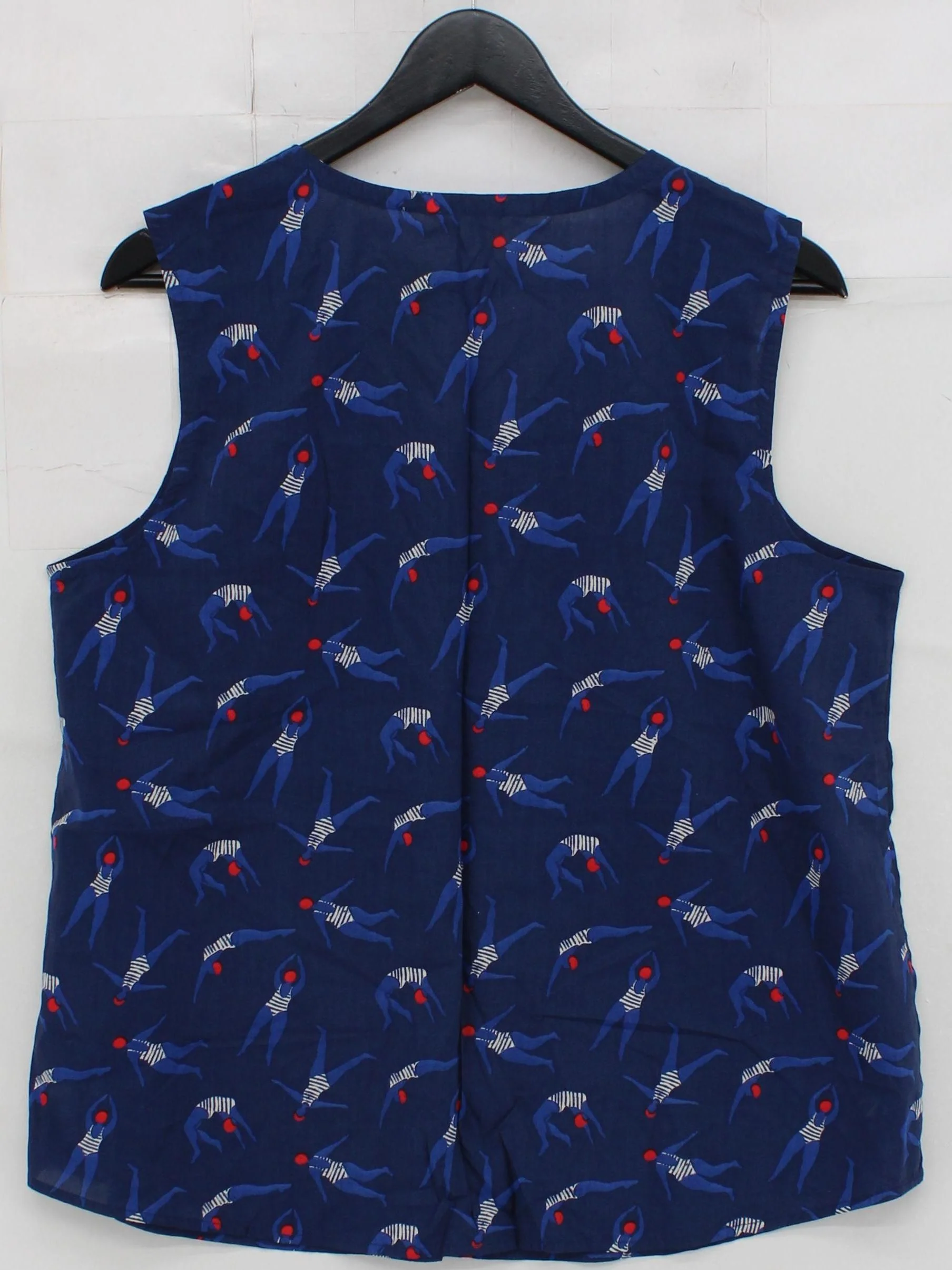 SEASALT CORNWALL Women's Top L Blue 100% Cotton Sleeveless Round Neck Basic - Image 2
