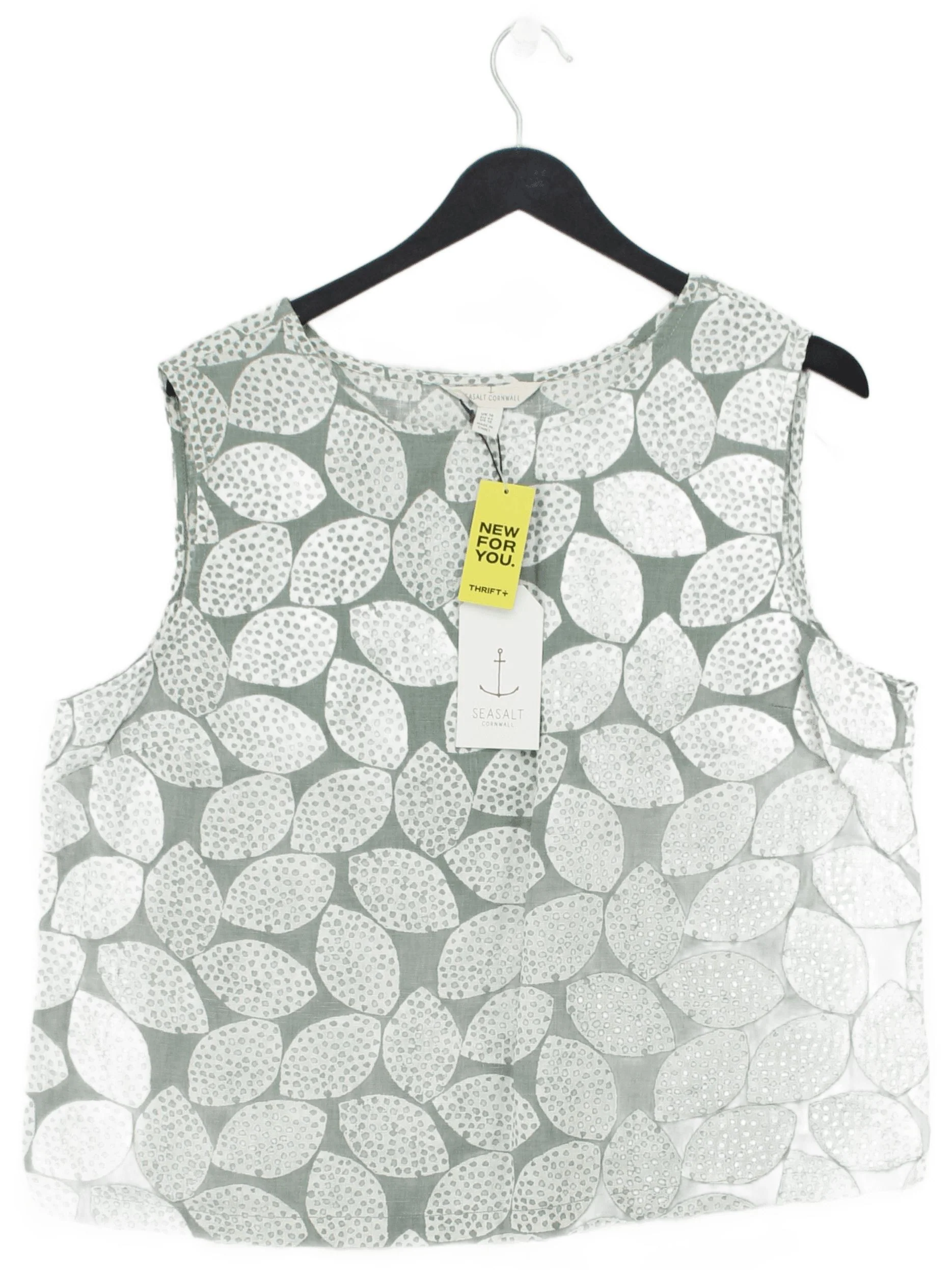 SEASALT CORNWALL Women's Top L Green 100% Linen Basic