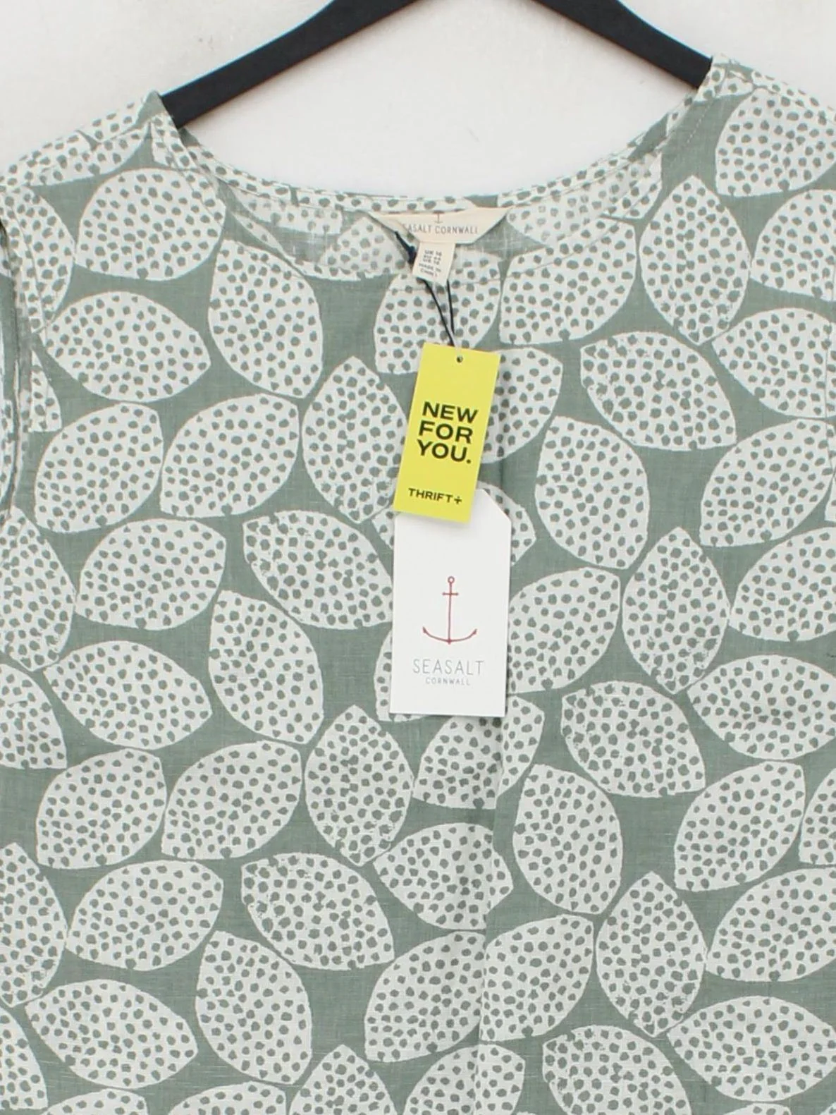 SEASALT CORNWALL Women's Top L Green 100% Linen Basic - Image 3