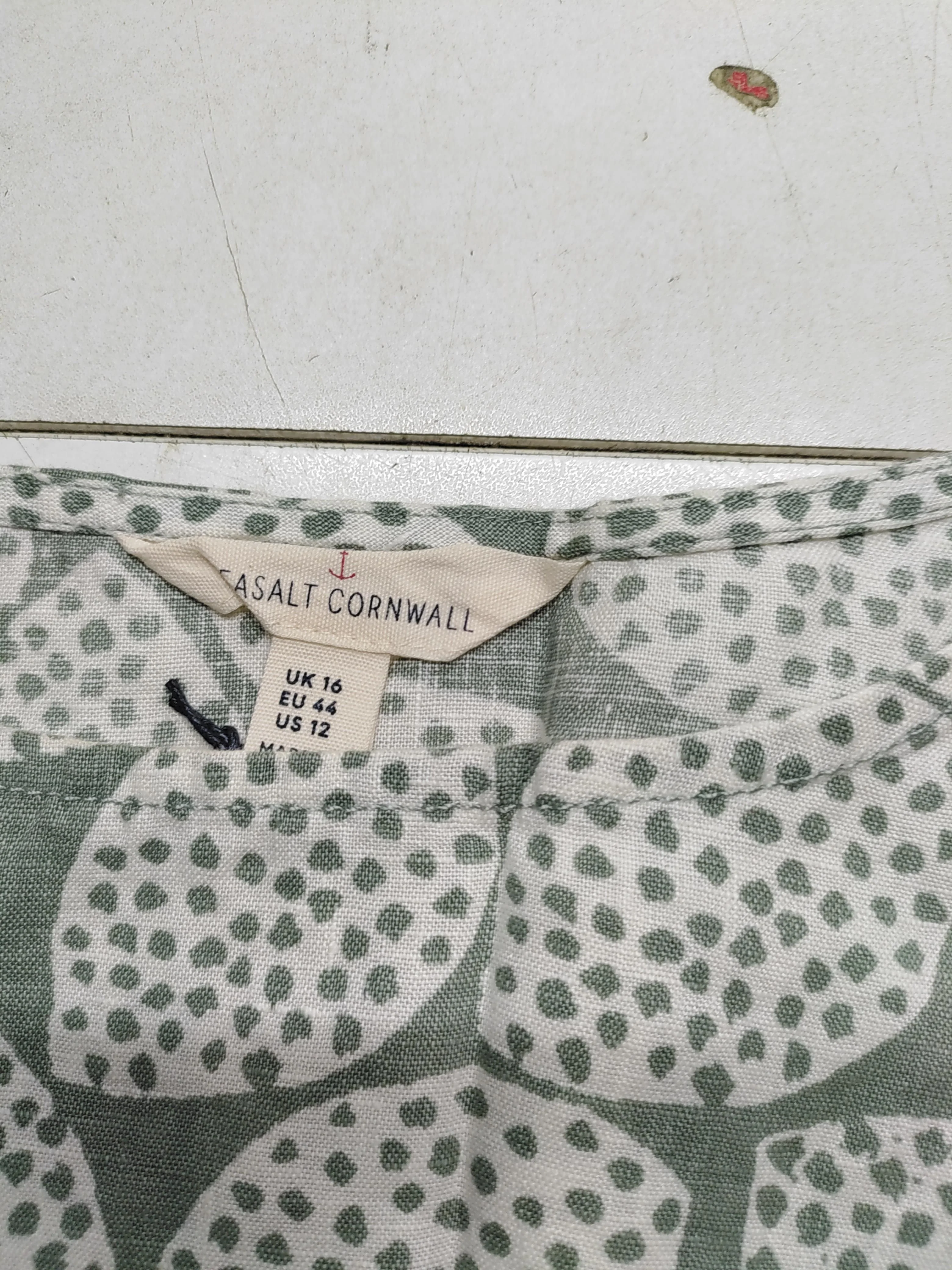 SEASALT CORNWALL Women's Top L Green 100% Linen Basic - Image 5