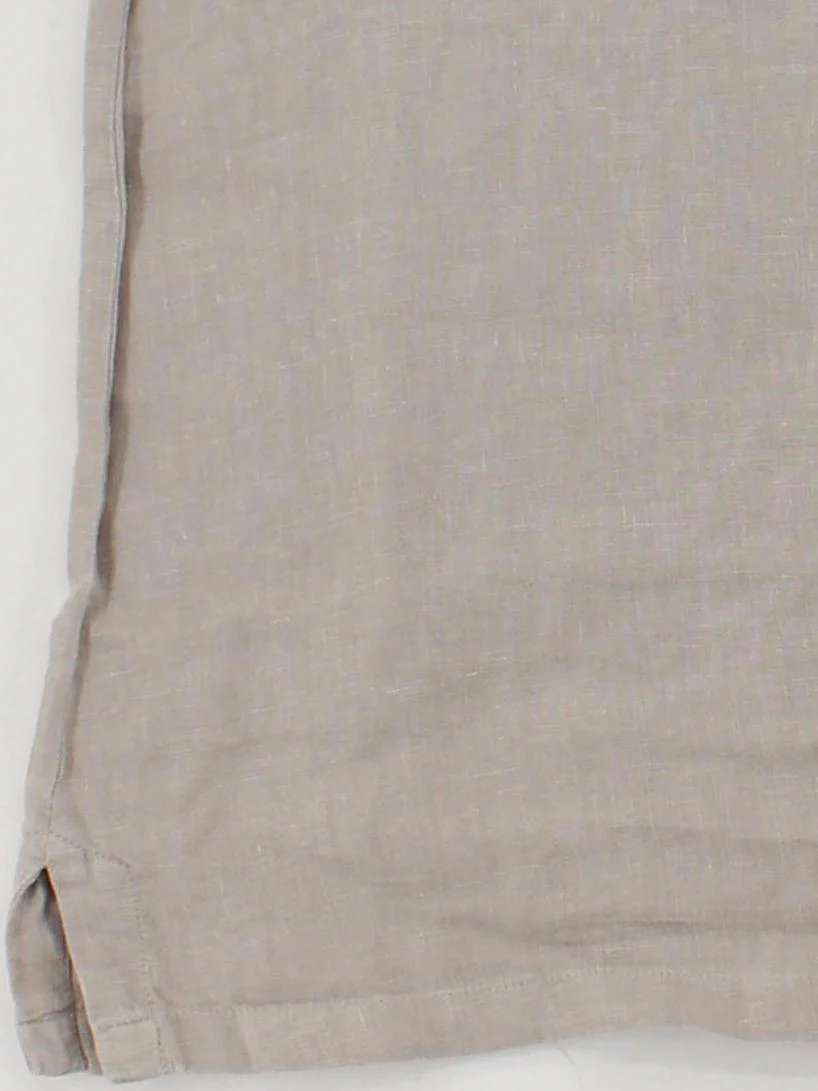 SEASALT CORNWALL Women's Top L Grey 100% Linen Short Sleeve Round Neck Basic - Image 4