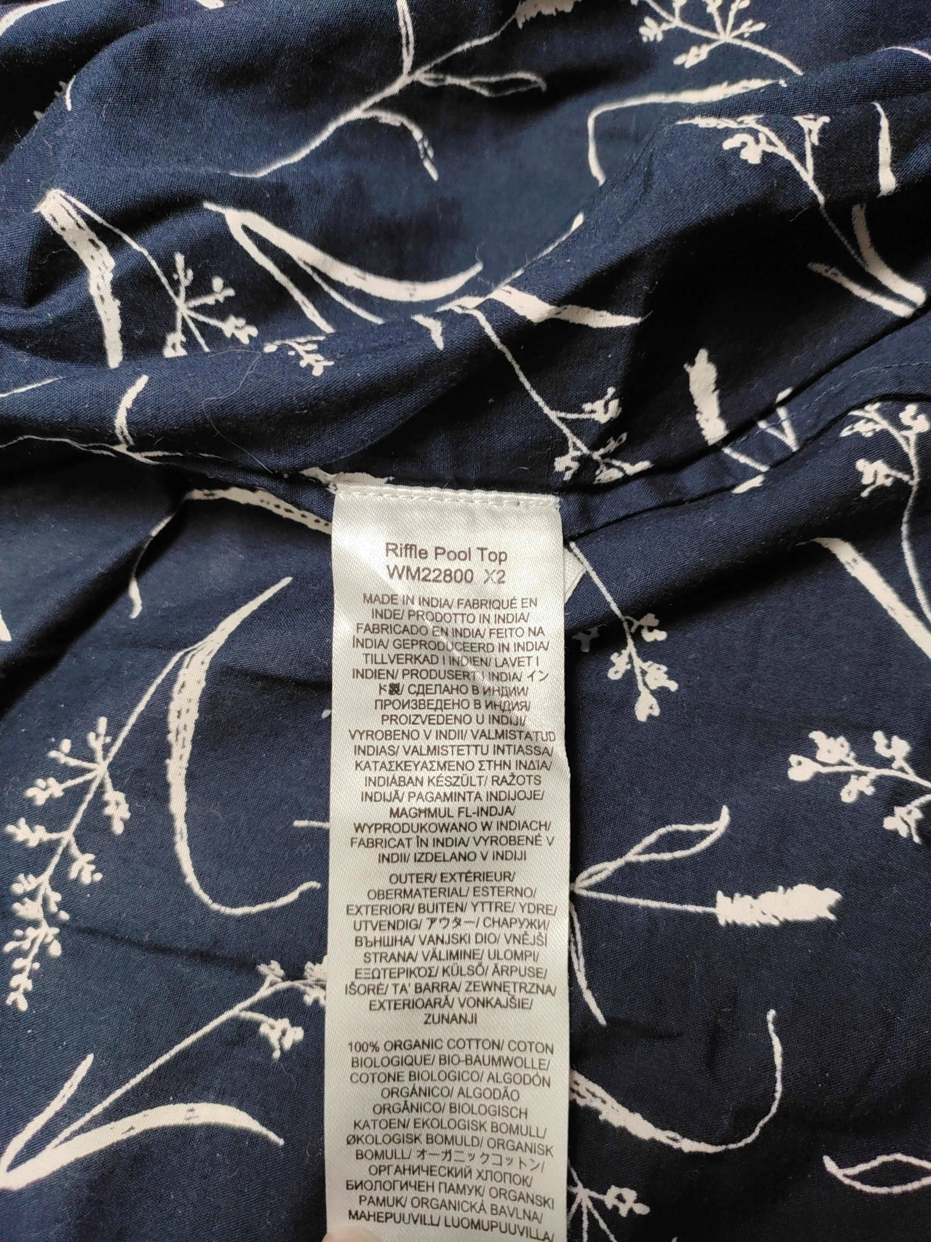 SEASALT CORNWALL Women's Top S Blue Floral 100% Cotton Short Sleeve V-Neck Basic - Image 6
