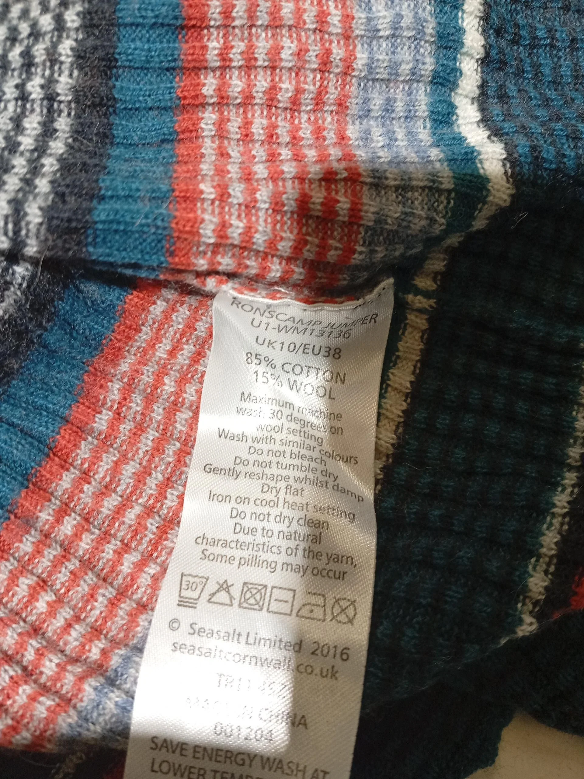 SEASALT CORNWALL Women's Top UK 10 Multi Cotton with Wool Basic - Image 6