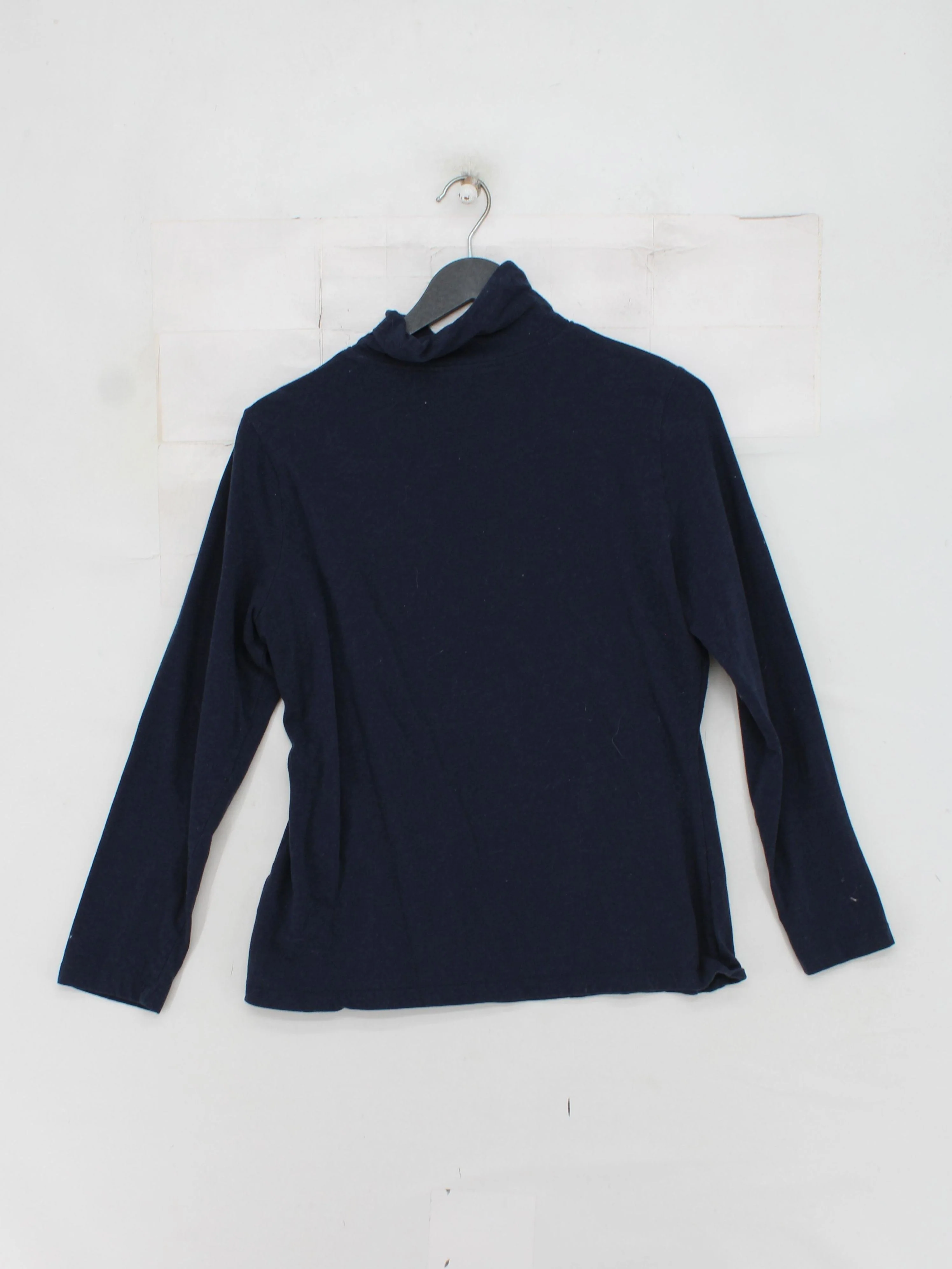 SEASALT CORNWALL Women's Top UK 14 Blue 100% Cotton Long Sleeve High Neck Basic - Image 2