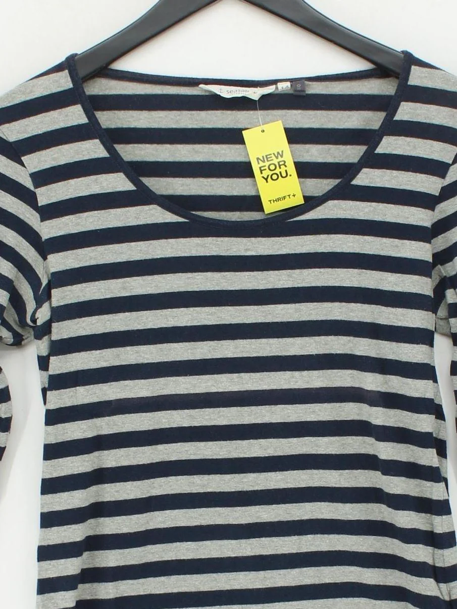 SEASALT CORNWALL Women's Top UK 14 Grey Cotton with Elastane Basic - Image 3