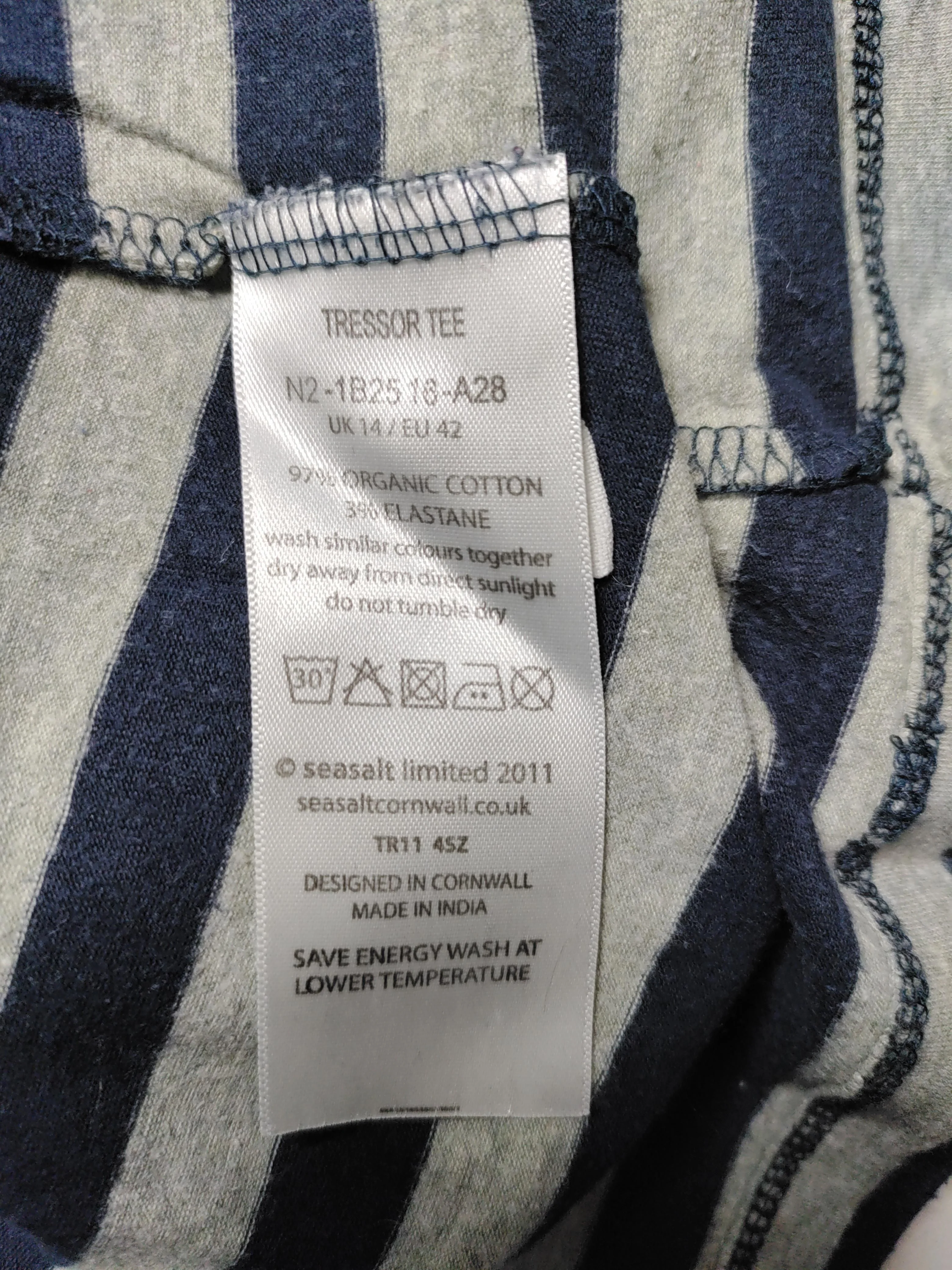 SEASALT CORNWALL Women's Top UK 14 Grey Cotton with Elastane Basic - Image 8