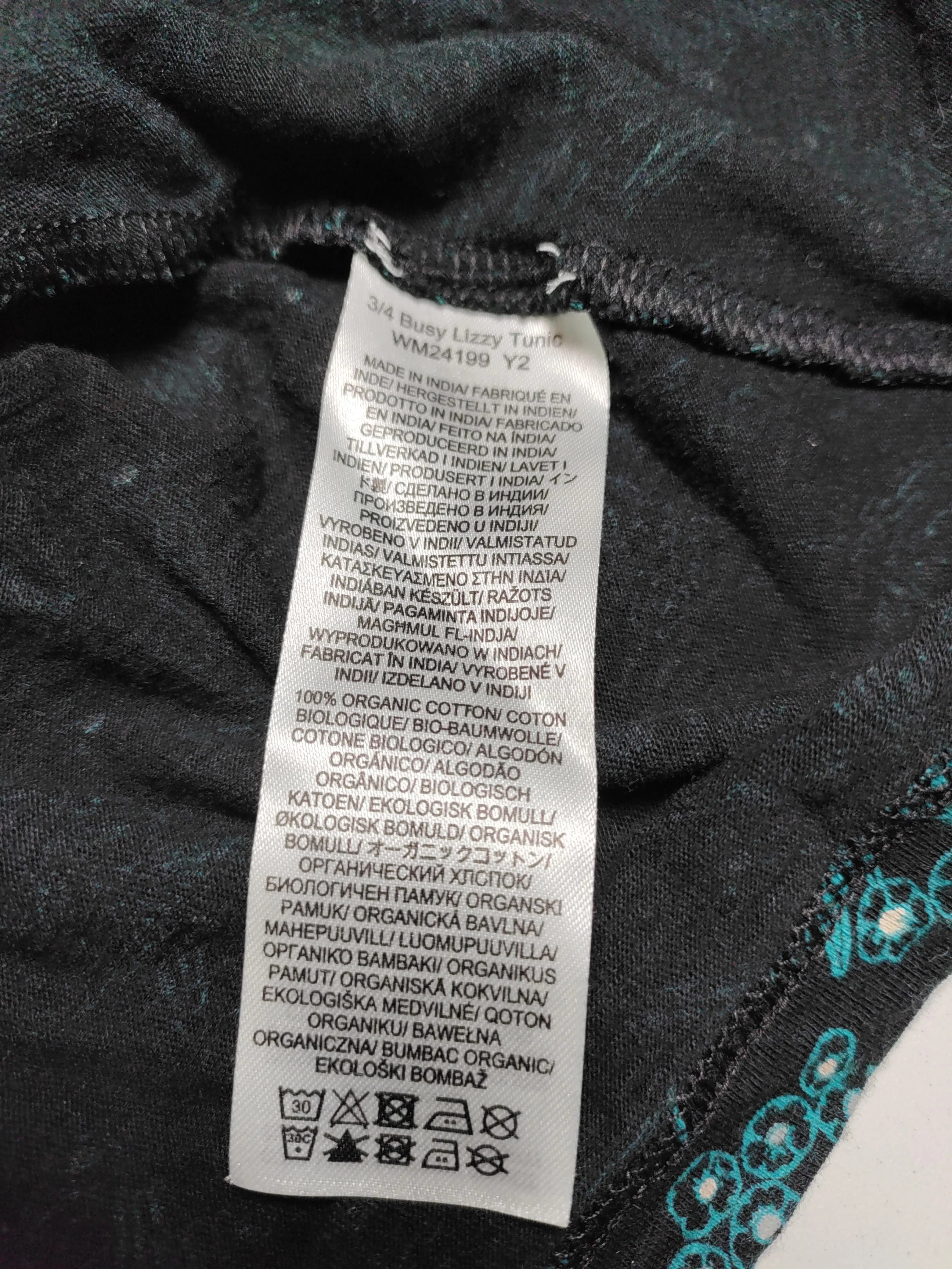 SEASALT CORNWALL Women's Top UK 16 Black 100% Cotton 3/4 Sleeve V-Neck Tunic - Image 6