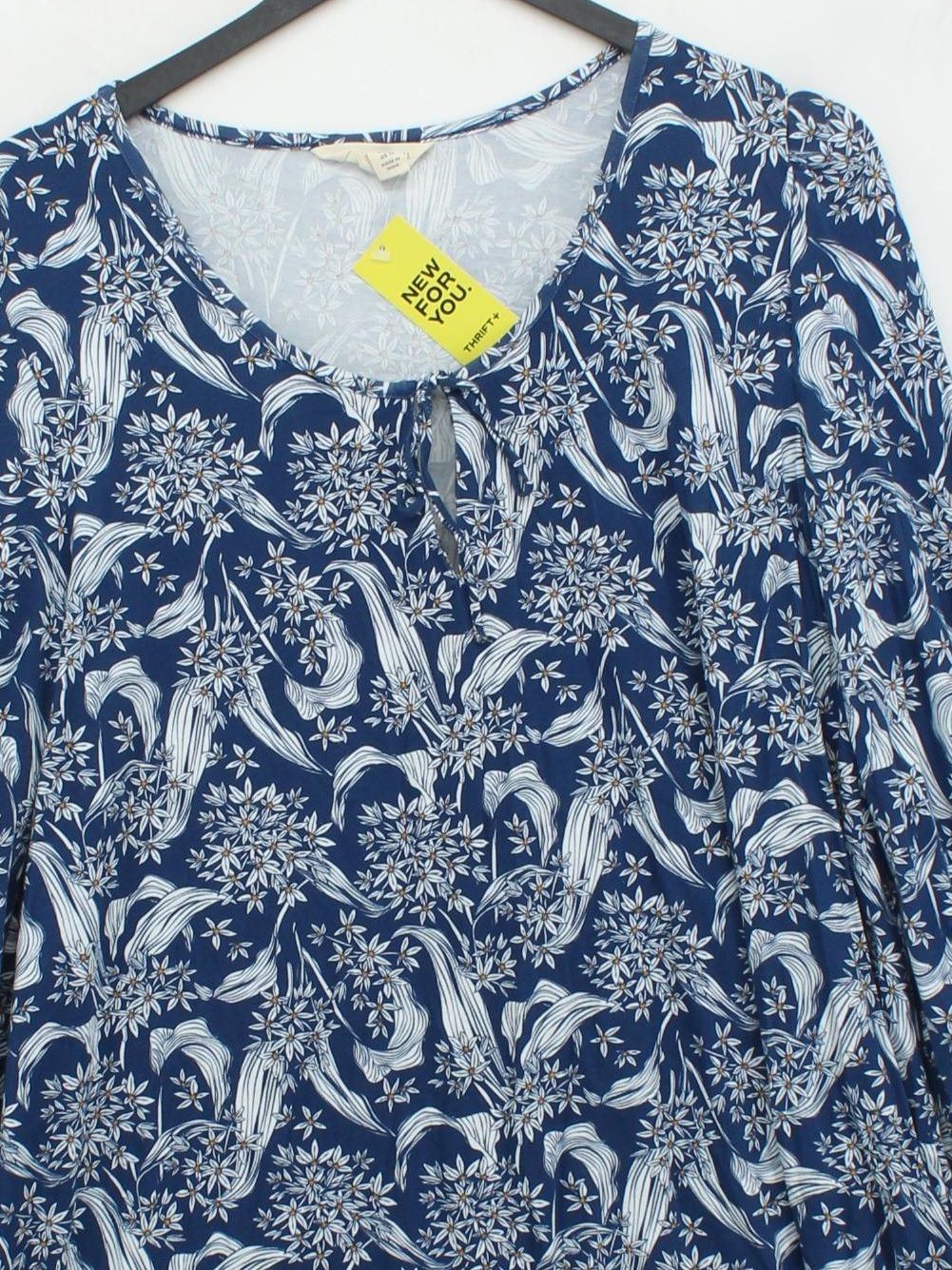 SEASALT CORNWALL Women's Top UK 16 Blue Cotton with Elastane Tunic - Image 3