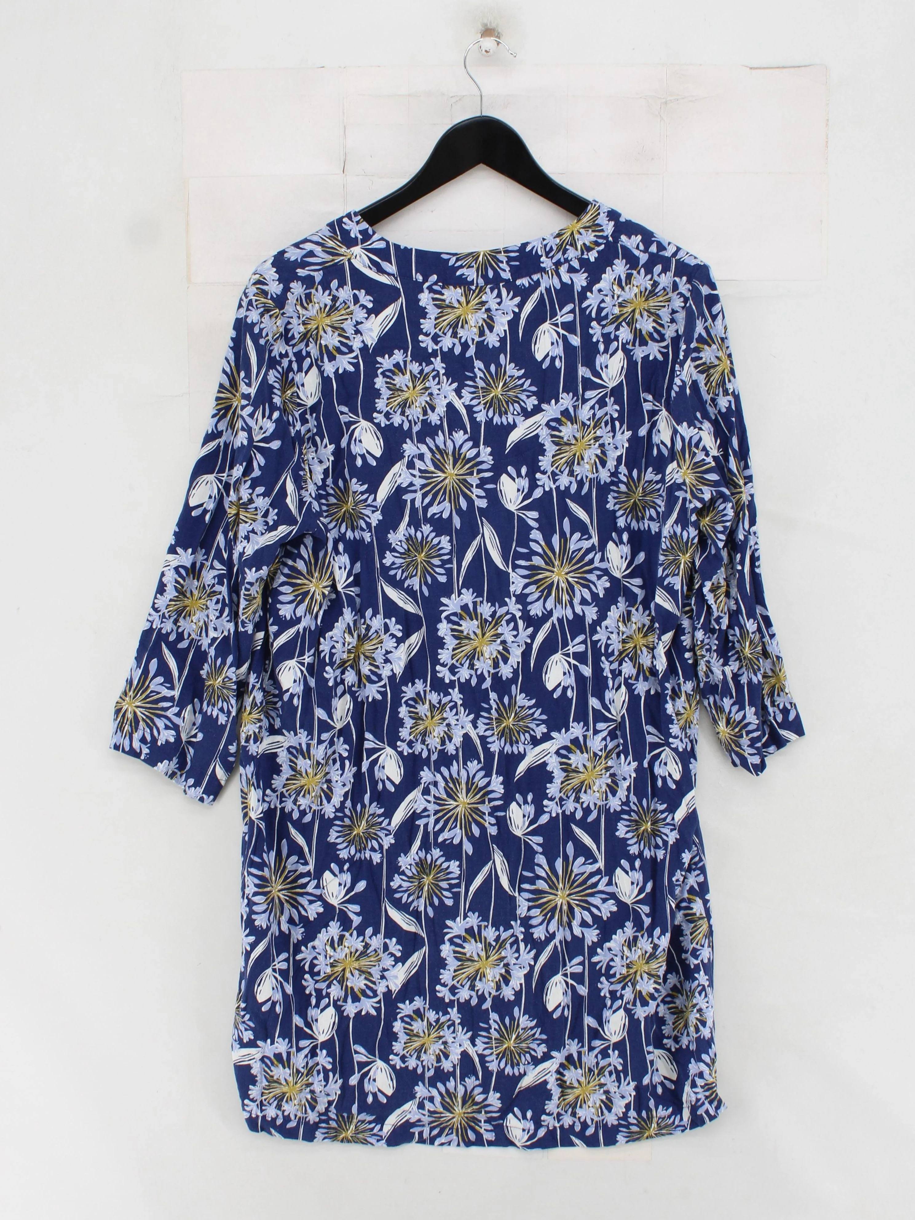SEASALT CORNWALL Women's Top UK 16 Blue Linen with Viscose Tunic - Image 2