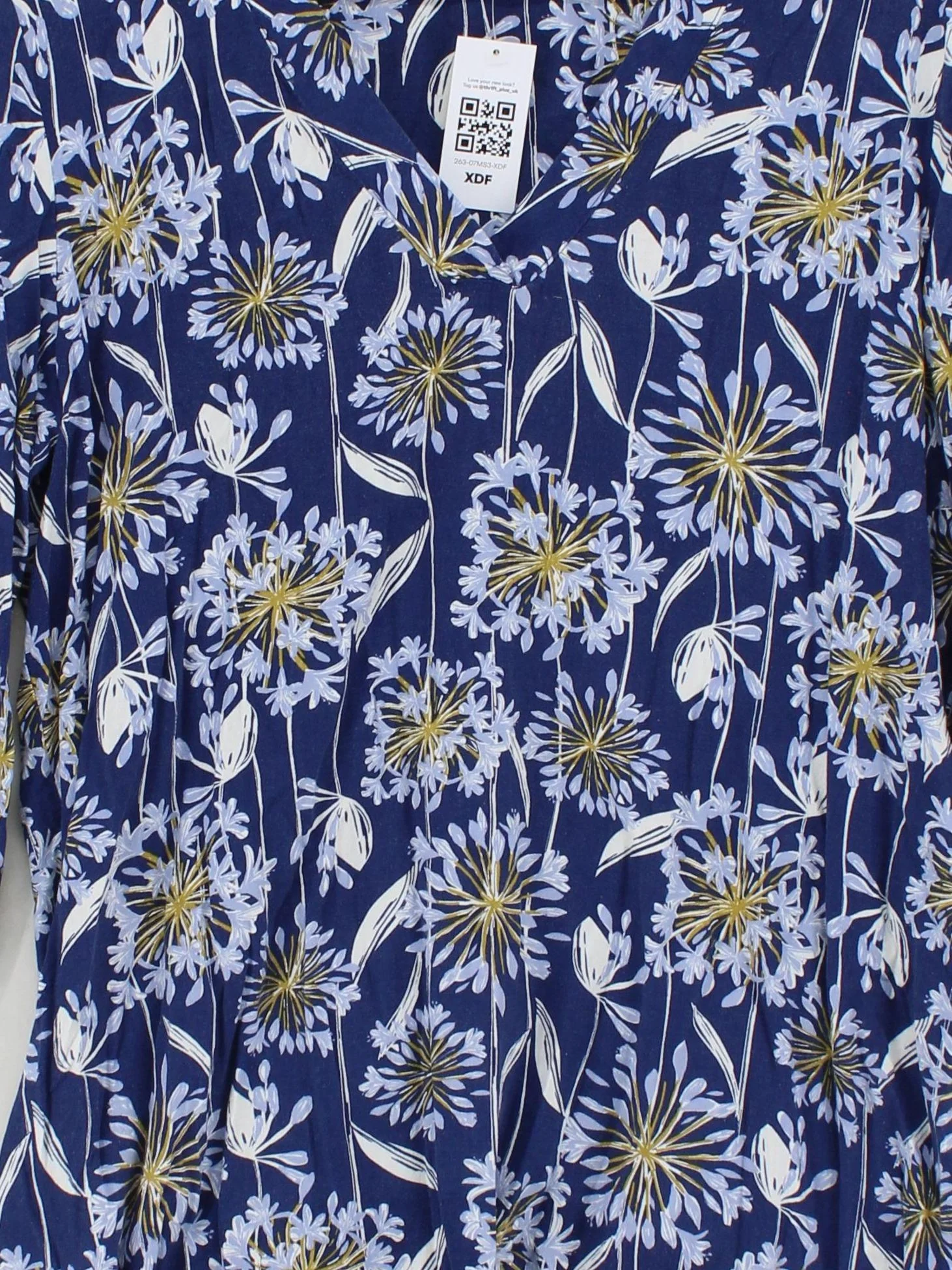 SEASALT CORNWALL Women's Top UK 16 Blue Linen with Viscose Tunic - Image 3