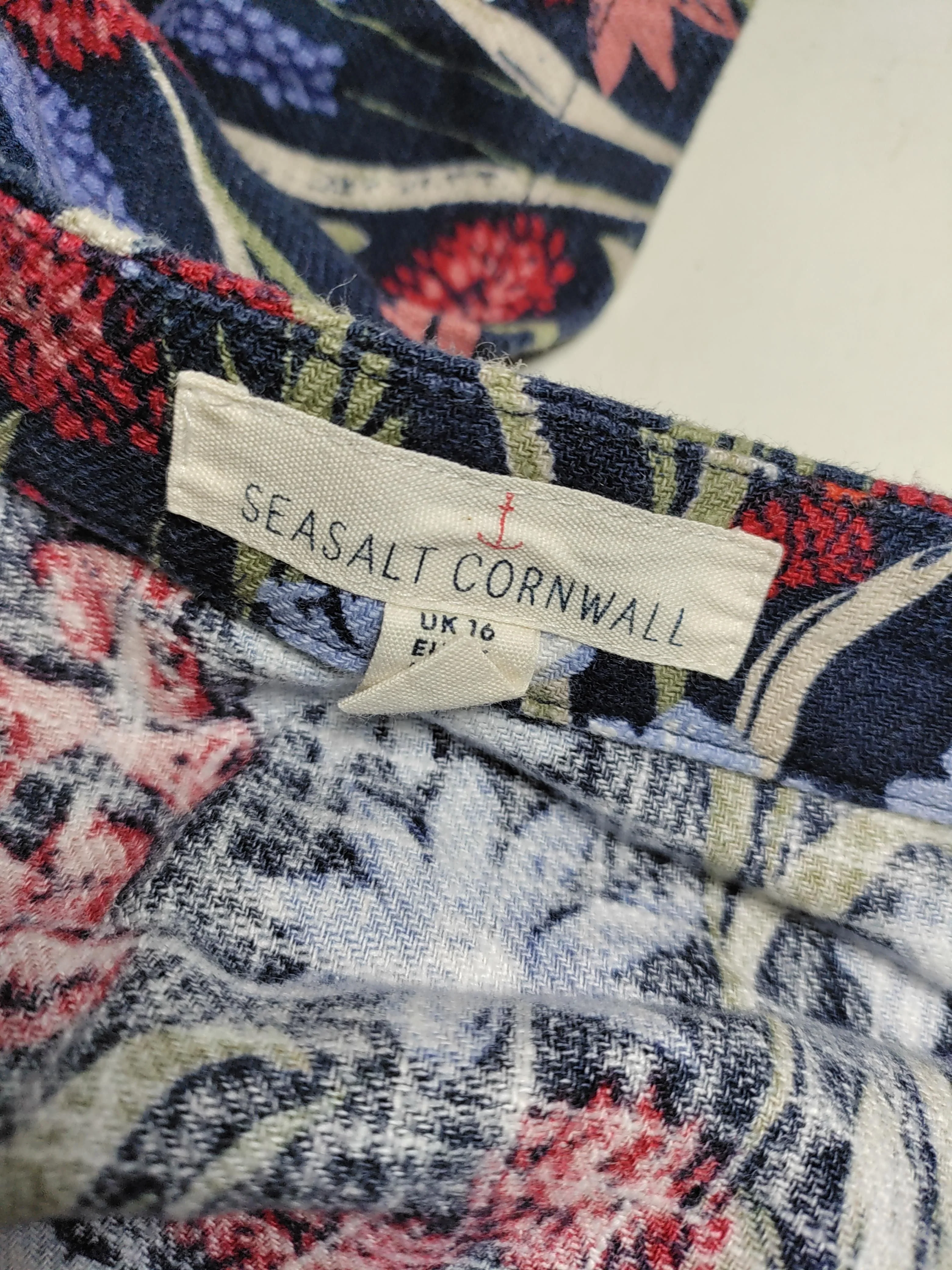 SEASALT CORNWALL Women's Top UK 16 Blue Other with Cotton Tunic - Image 5