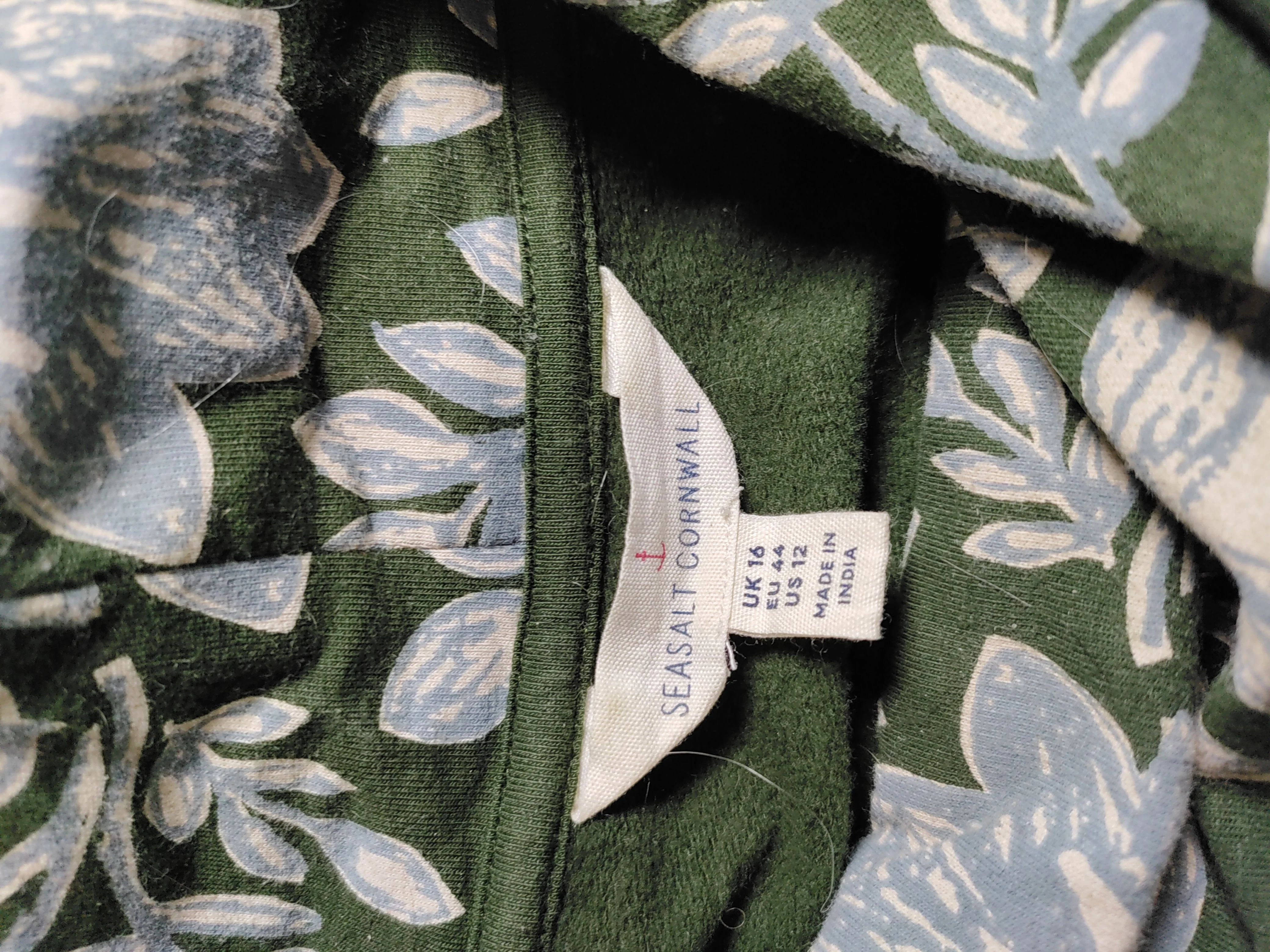 SEASALT CORNWALL Women's Top UK 16 Green Cotton with Elastane Tunic - Image 5
