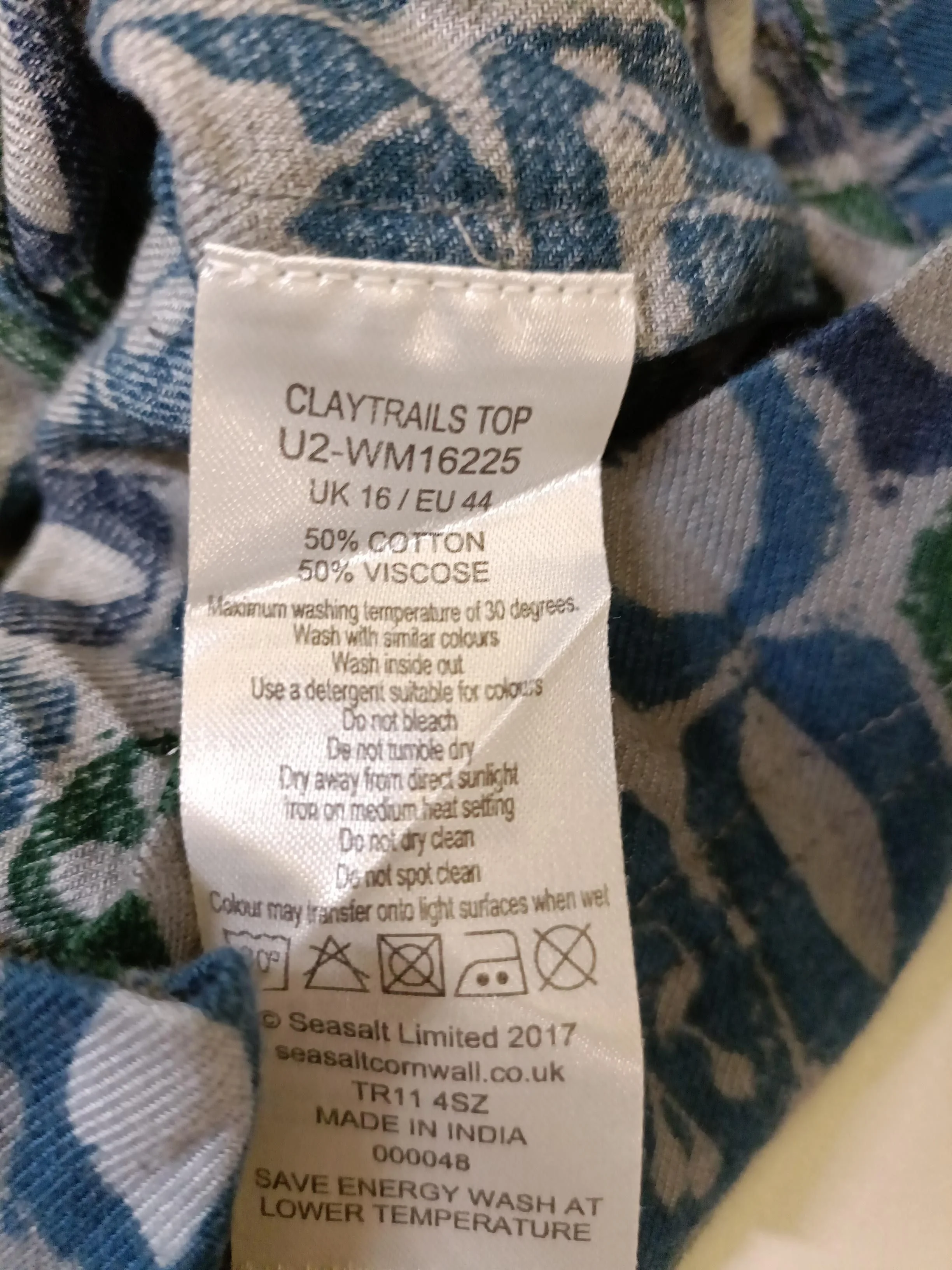 SEASALT CORNWALL Women's Top UK 16 Multi Cotton with Viscose Basic - Image 6