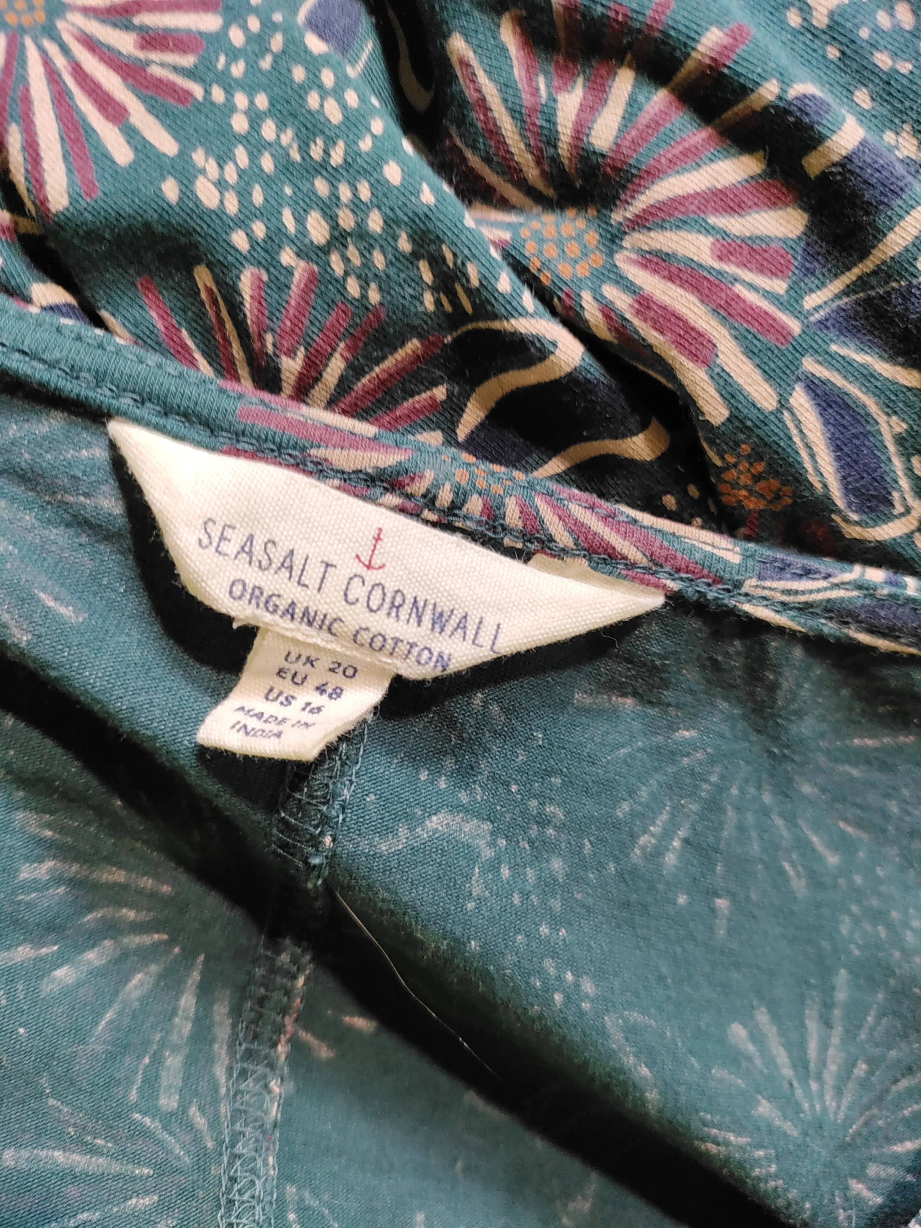 SEASALT CORNWALL Women's Top UK 20 Green Cotton with Elastane Tunic - Image 5