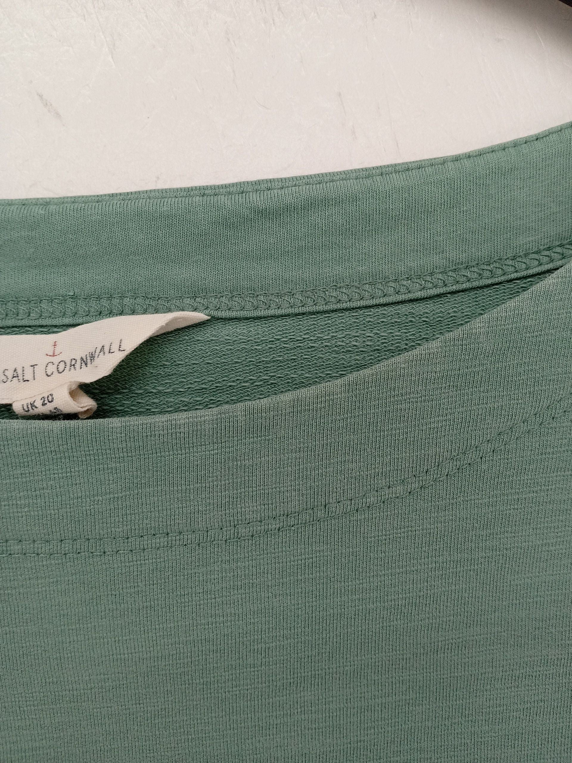 SEASALT CORNWALL Women's Top UK 20 Green Cotton with Elastane Tunic - Image 5