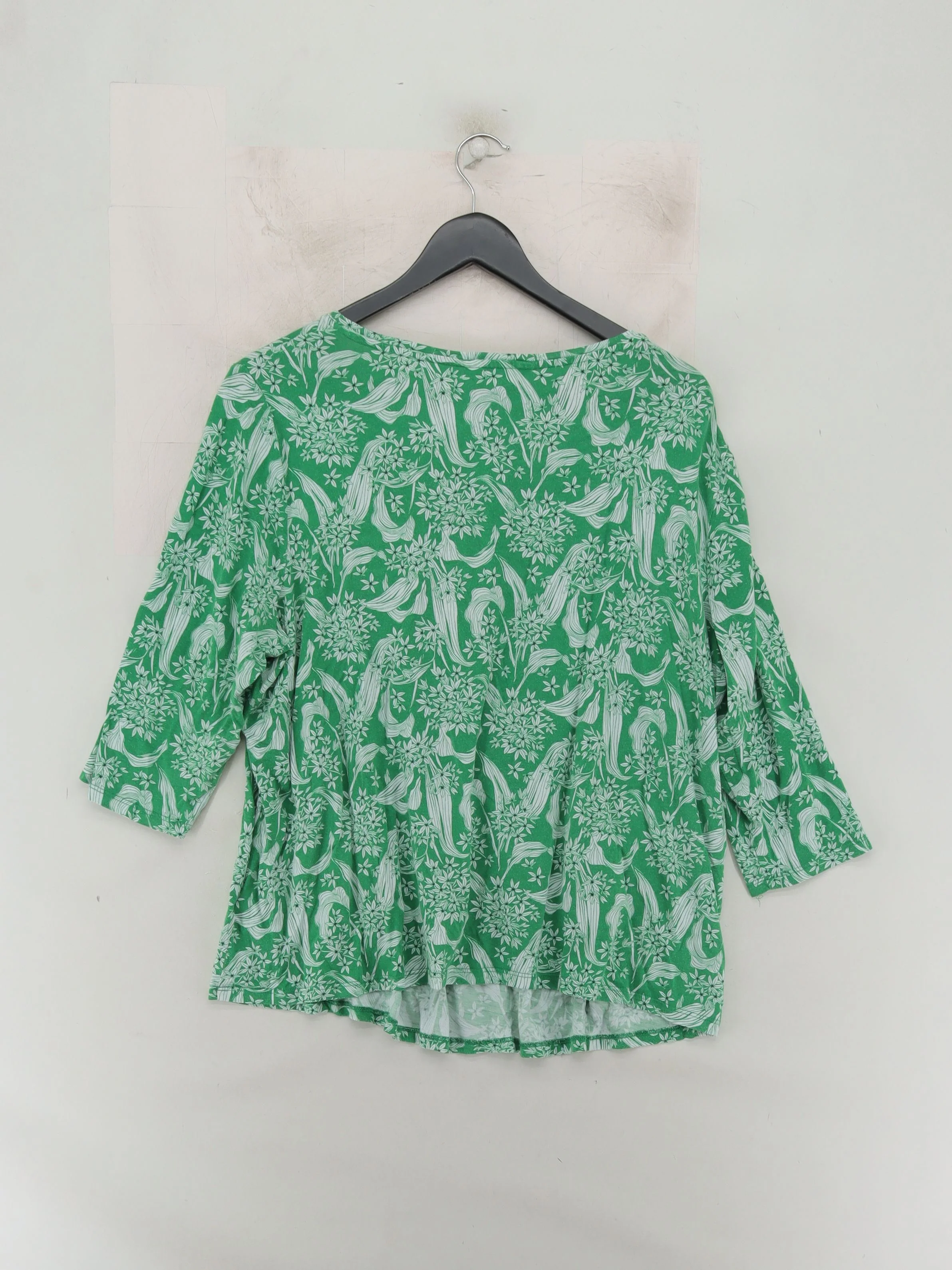 SEASALT CORNWALL Women's Top UK 22 Green Viscose with Cotton Tunic - Image 2