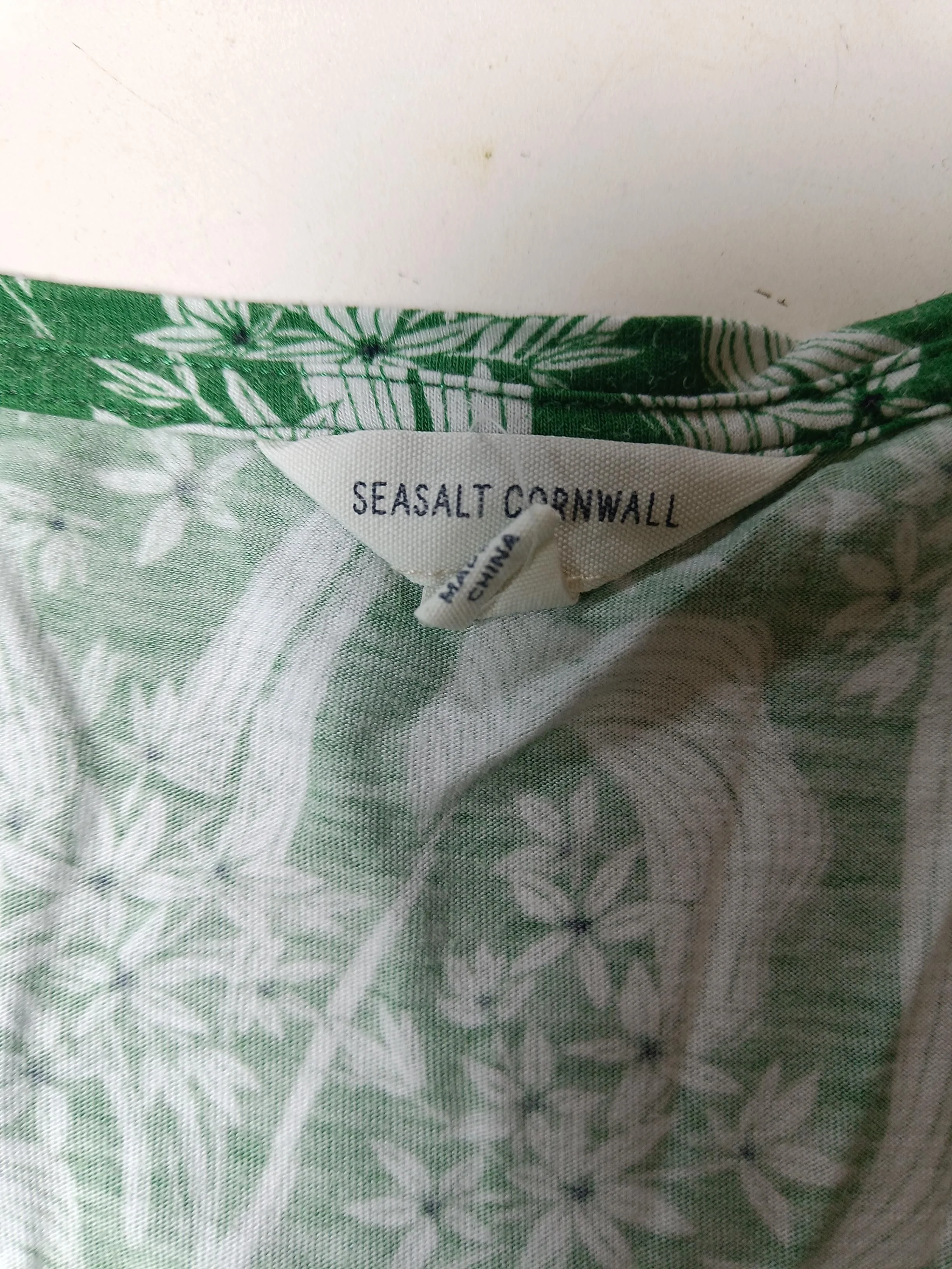 SEASALT CORNWALL Women's Top UK 22 Green Viscose with Cotton Tunic - Image 5