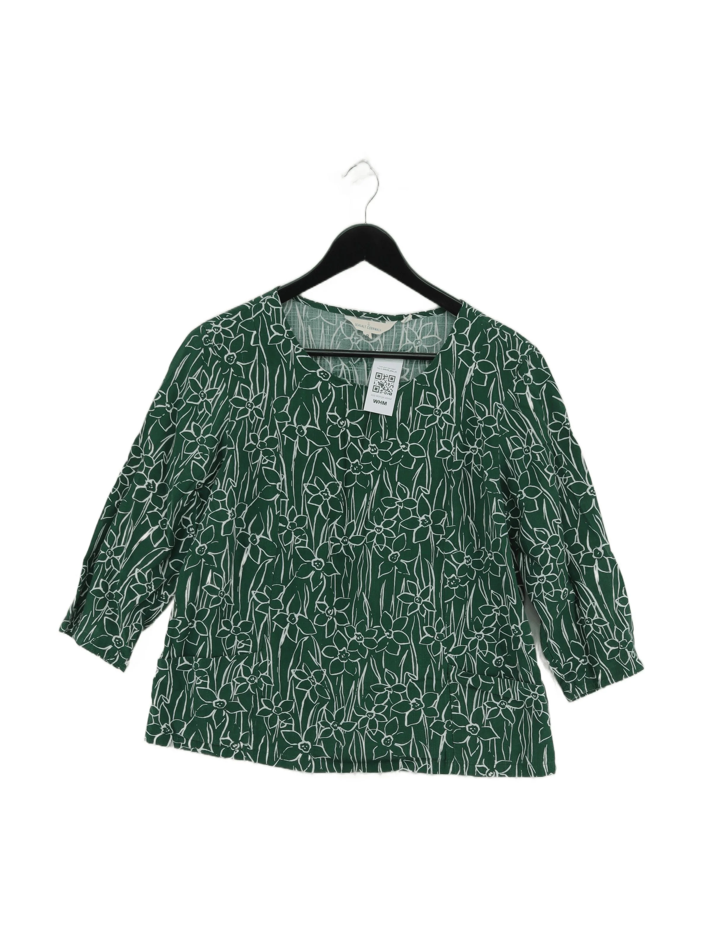 SEASALT CORNWALL Women's Top UK 8 Green Cotton with Viscose Basic