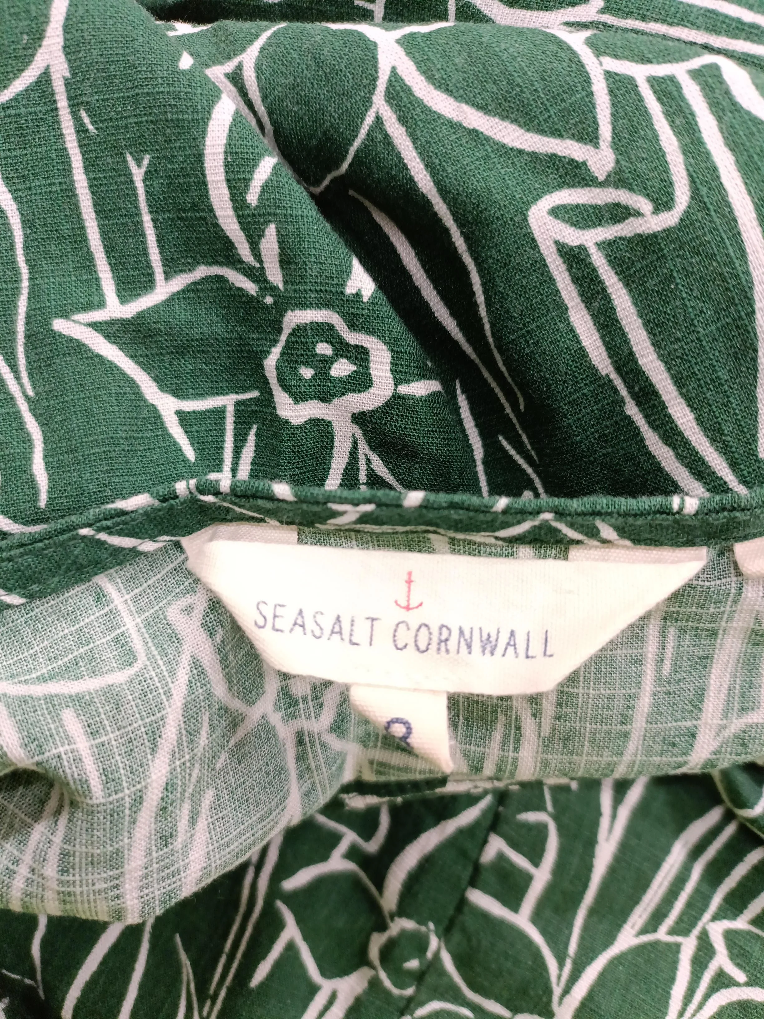 SEASALT CORNWALL Women's Top UK 8 Green Cotton with Viscose Basic - Image 5