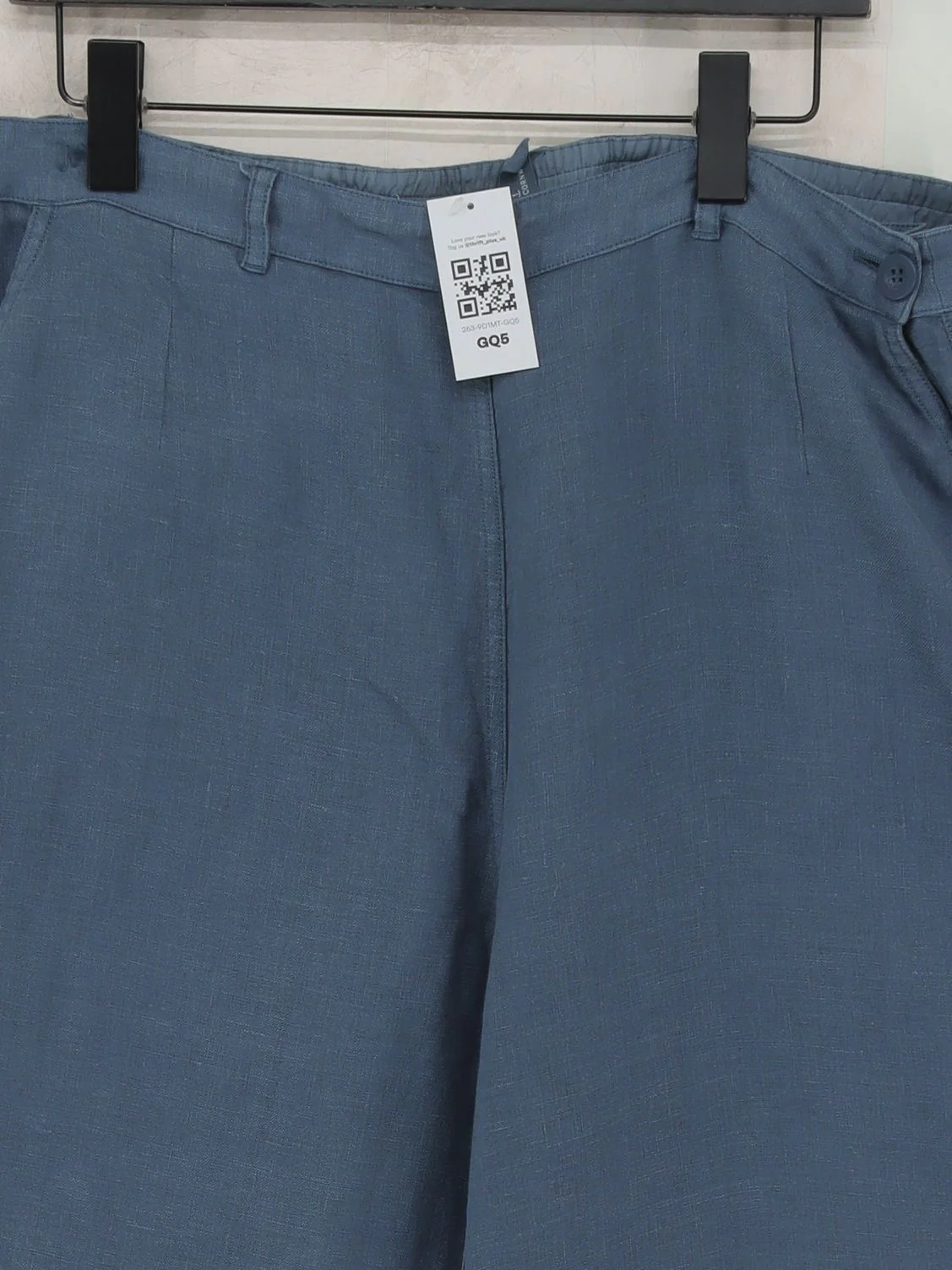SEASALT CORNWALL Women's Trousers L Blue 100% Linen Tapered Cropped - Image 3