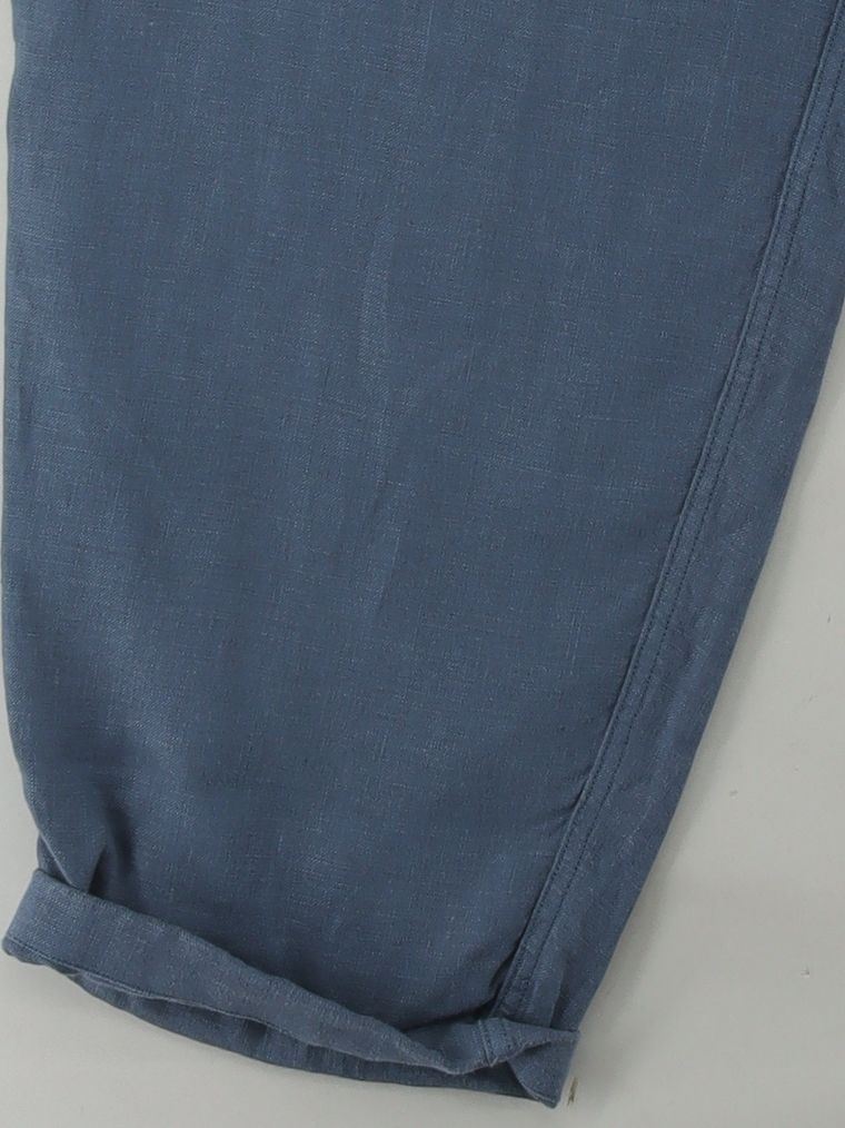 SEASALT CORNWALL Women's Trousers L Blue 100% Linen Tapered Cropped - Image 4