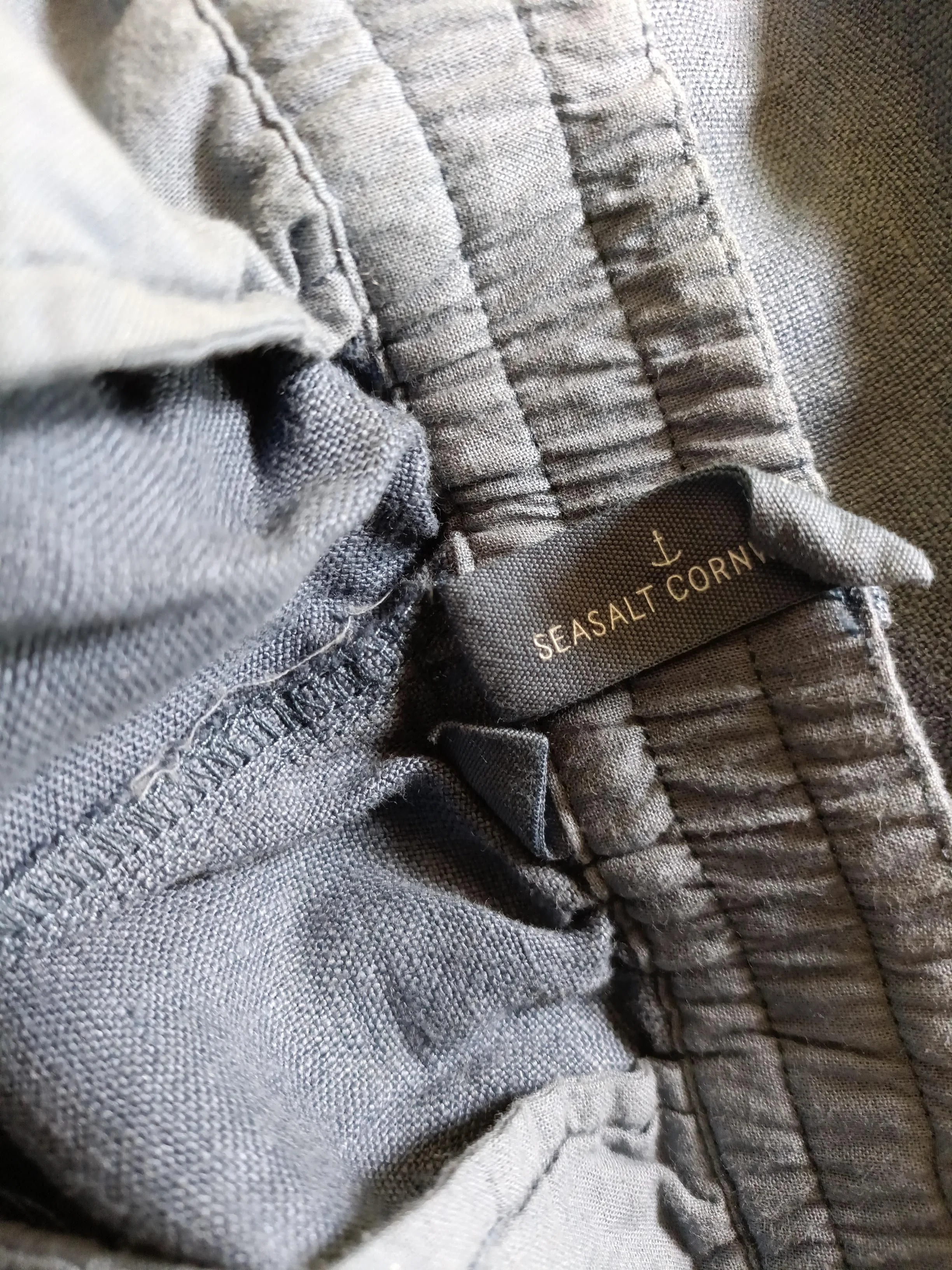 SEASALT CORNWALL Women's Trousers L Blue 100% Linen Tapered Cropped - Image 5