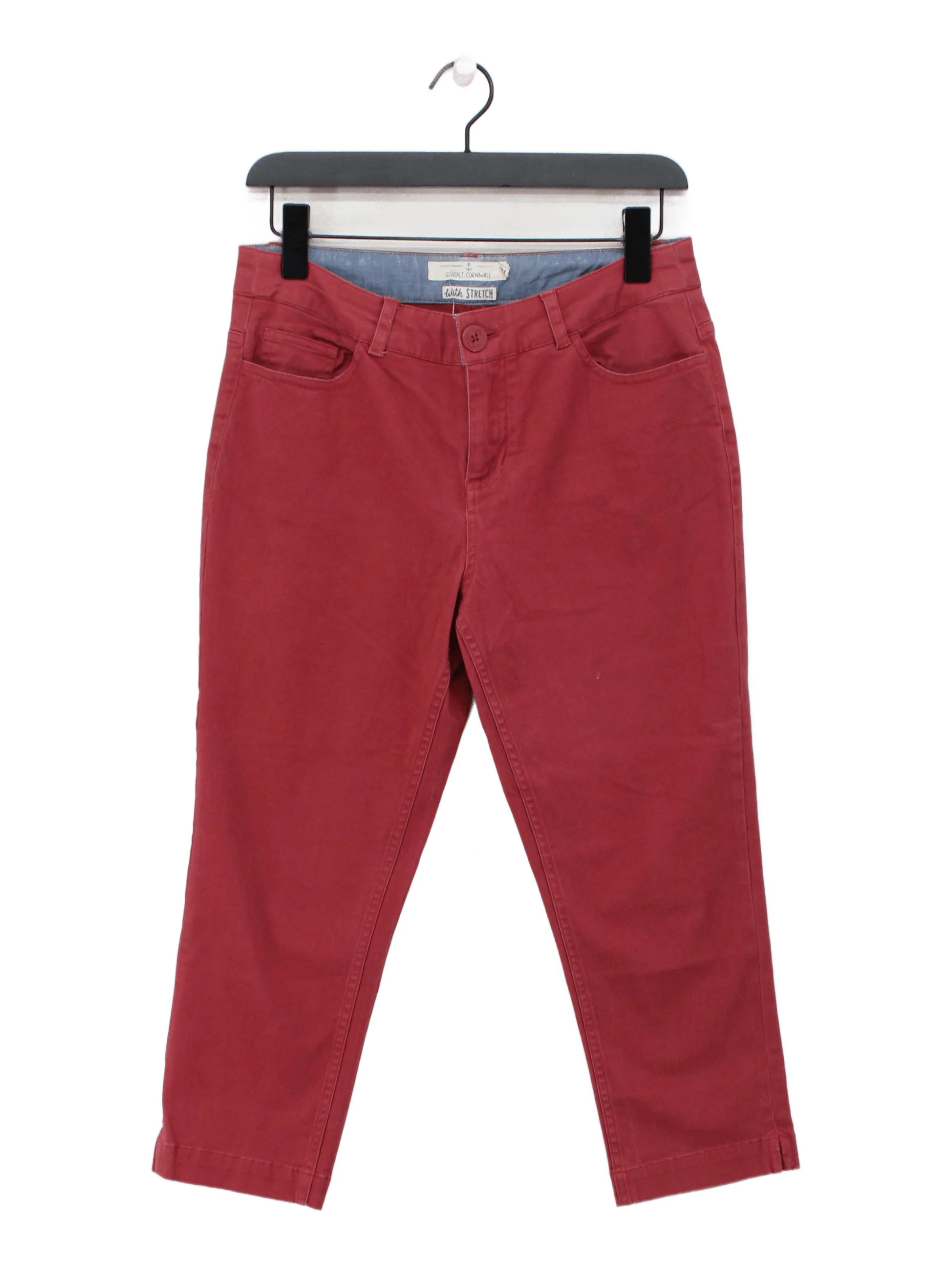 SEASALT CORNWALL Women's Trousers UK 10 Red Cotton with Elastane Cropped