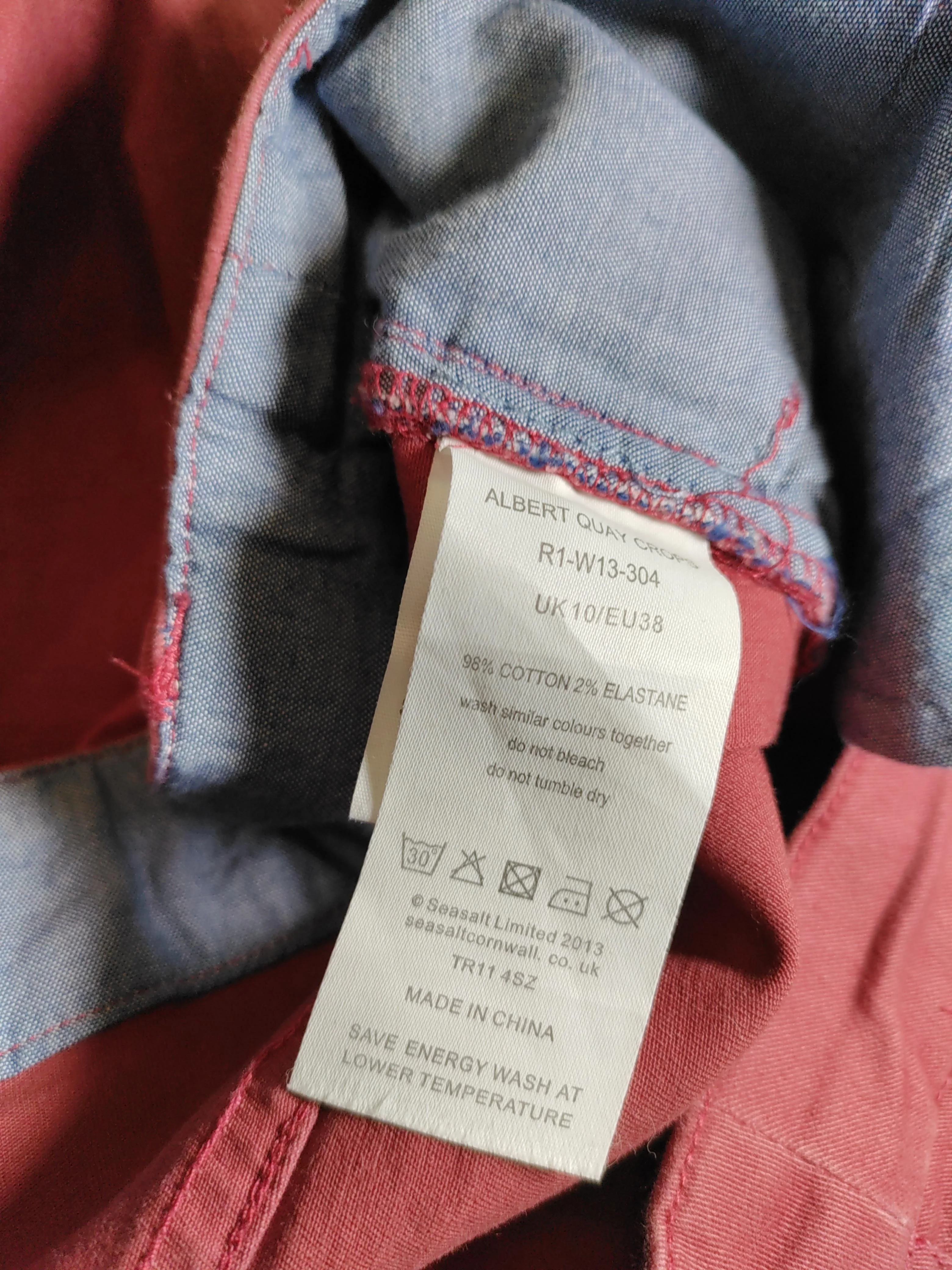 SEASALT CORNWALL Women's Trousers UK 10 Red Cotton with Elastane Cropped - Image 6