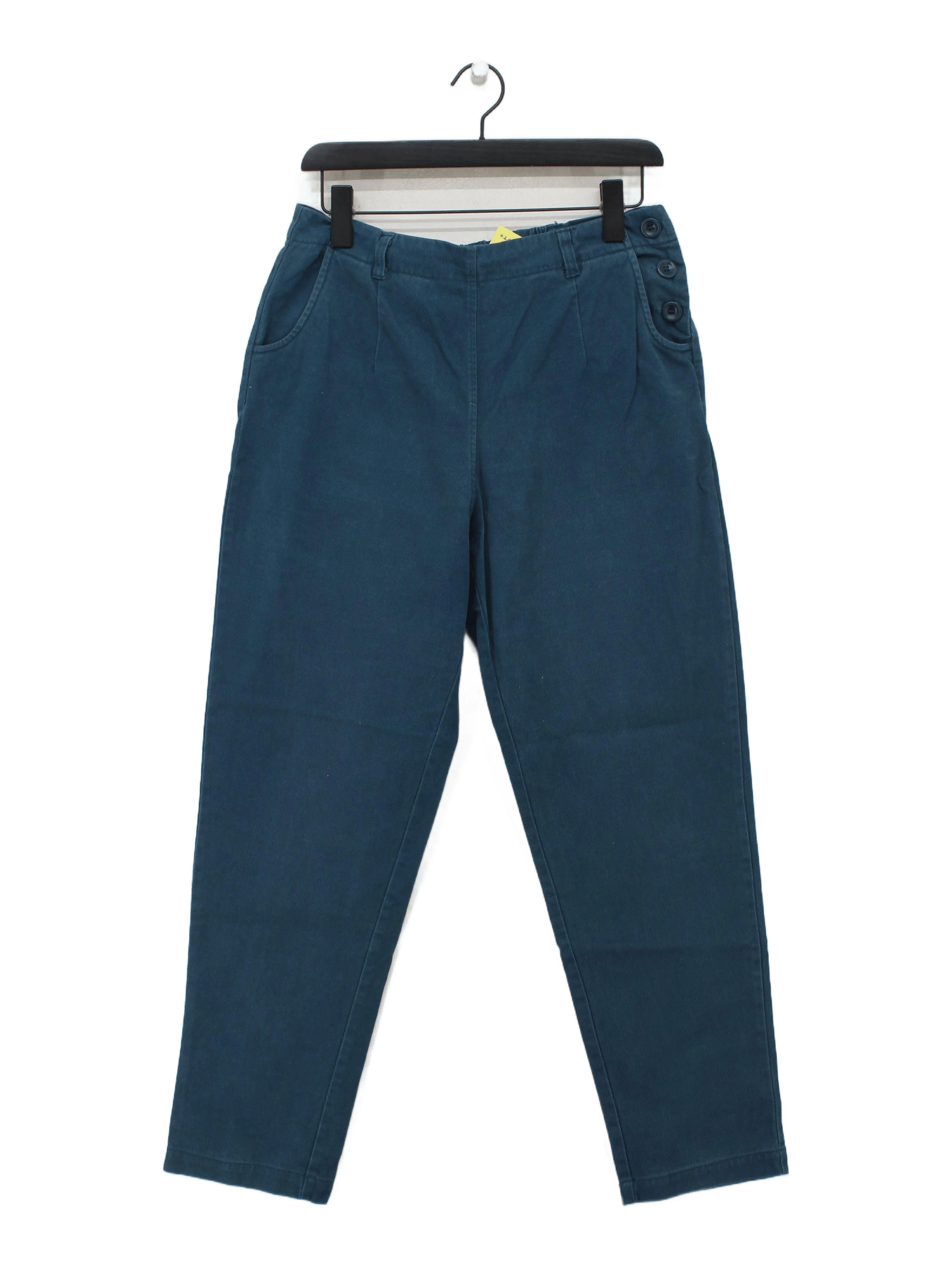 SEASALT CORNWALL Women's Trousers UK 12 Blue Cotton with Elastane Tapered Chino