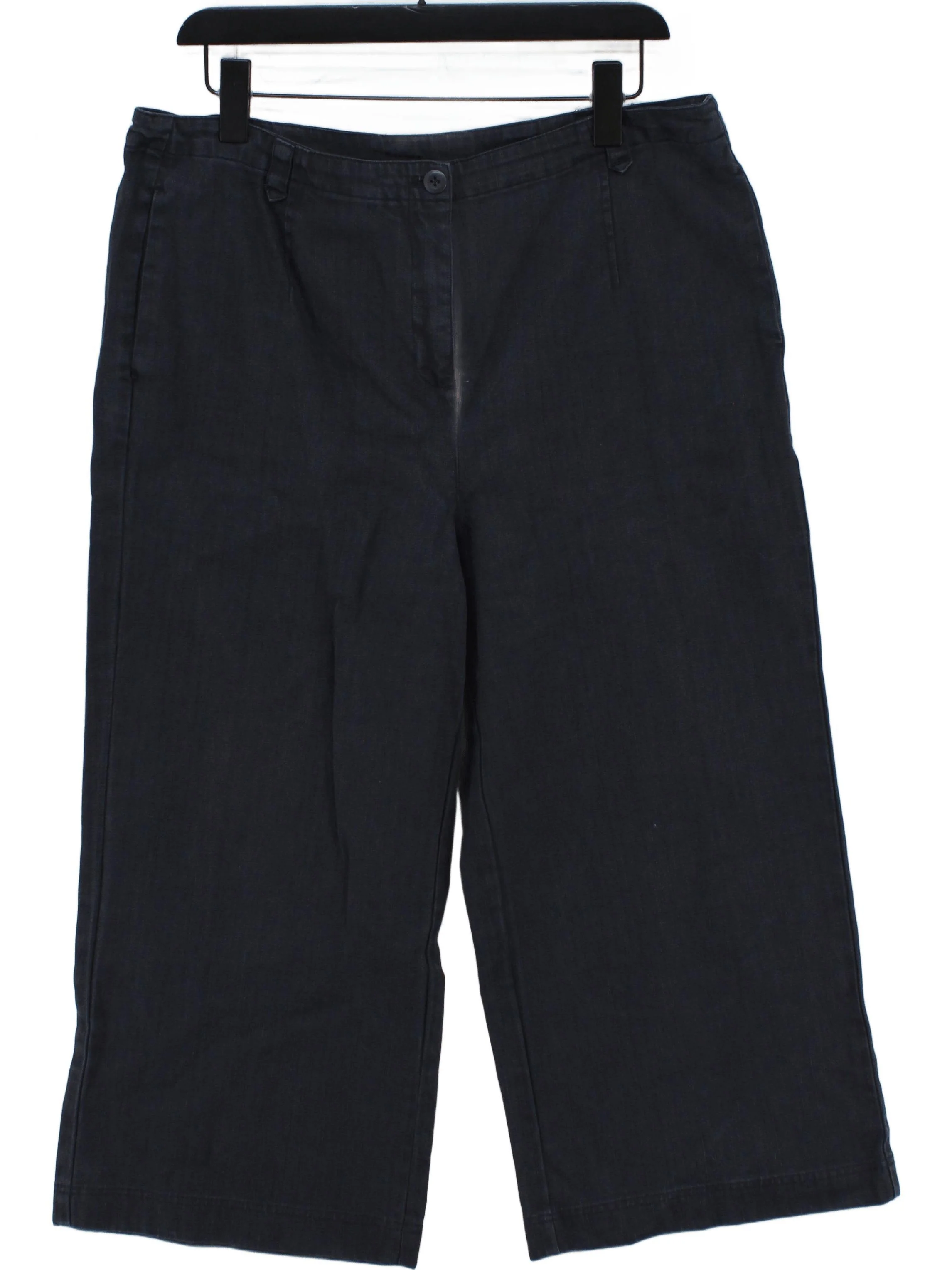 SEASALT CORNWALL Women's Trousers UK 16 Black Cotton with Elastane Capri