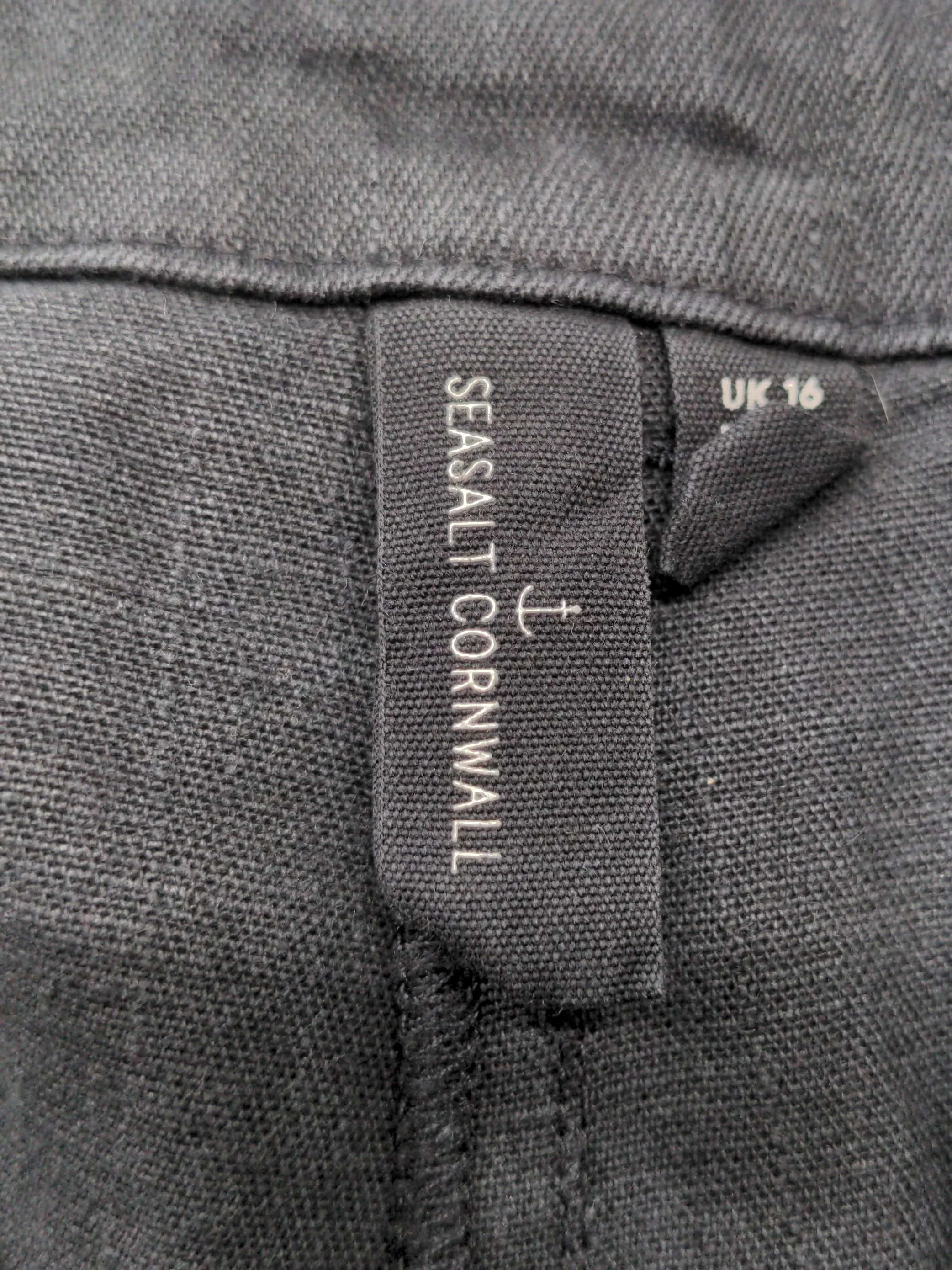 SEASALT CORNWALL Women's Trousers UK 16 Black Cotton with Elastane Capri - Image 5