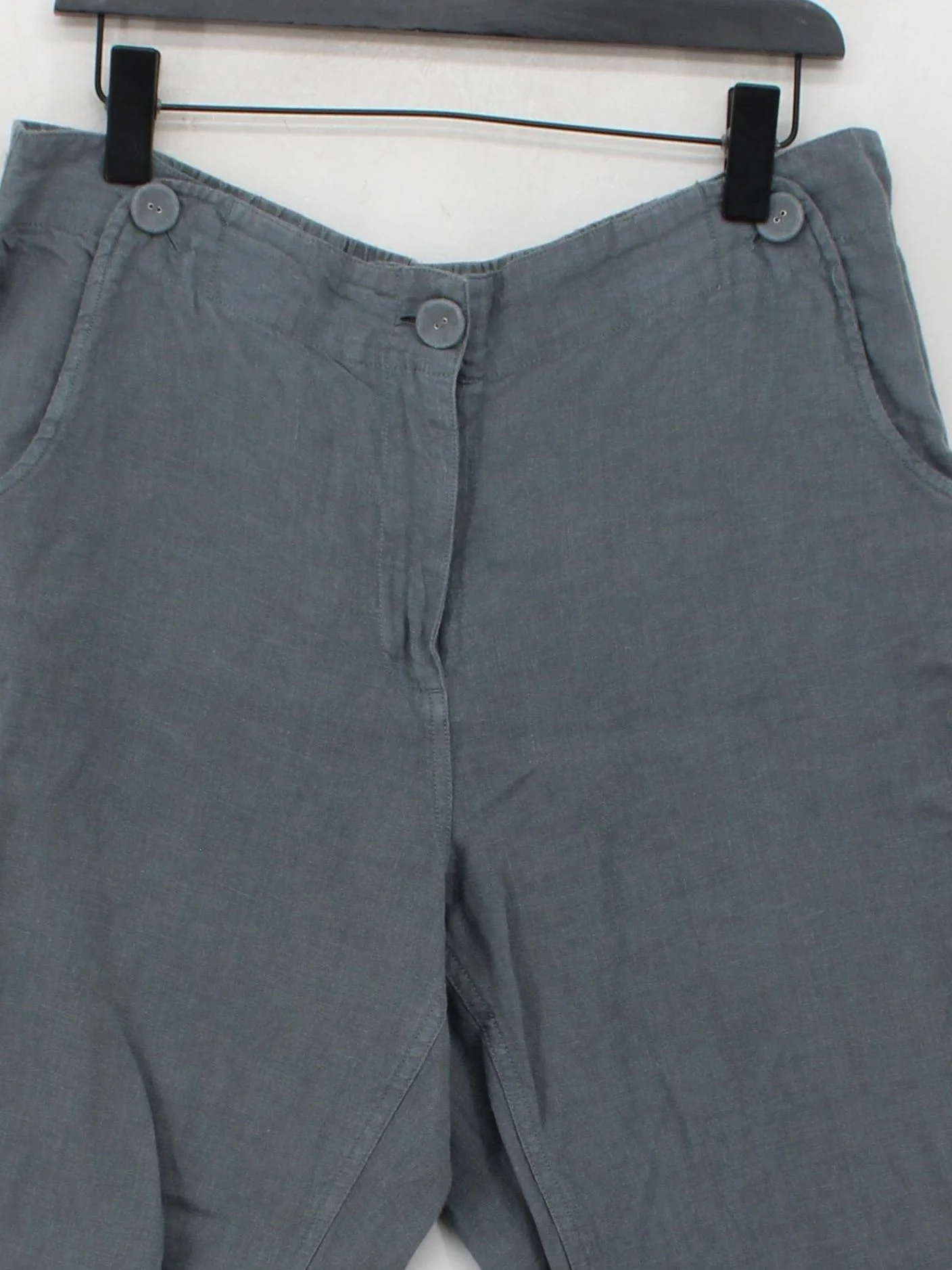 SEASALT CORNWALL Women's Trousers UK 16 Blue 100% Linen Wide-Leg Capri - Image 3