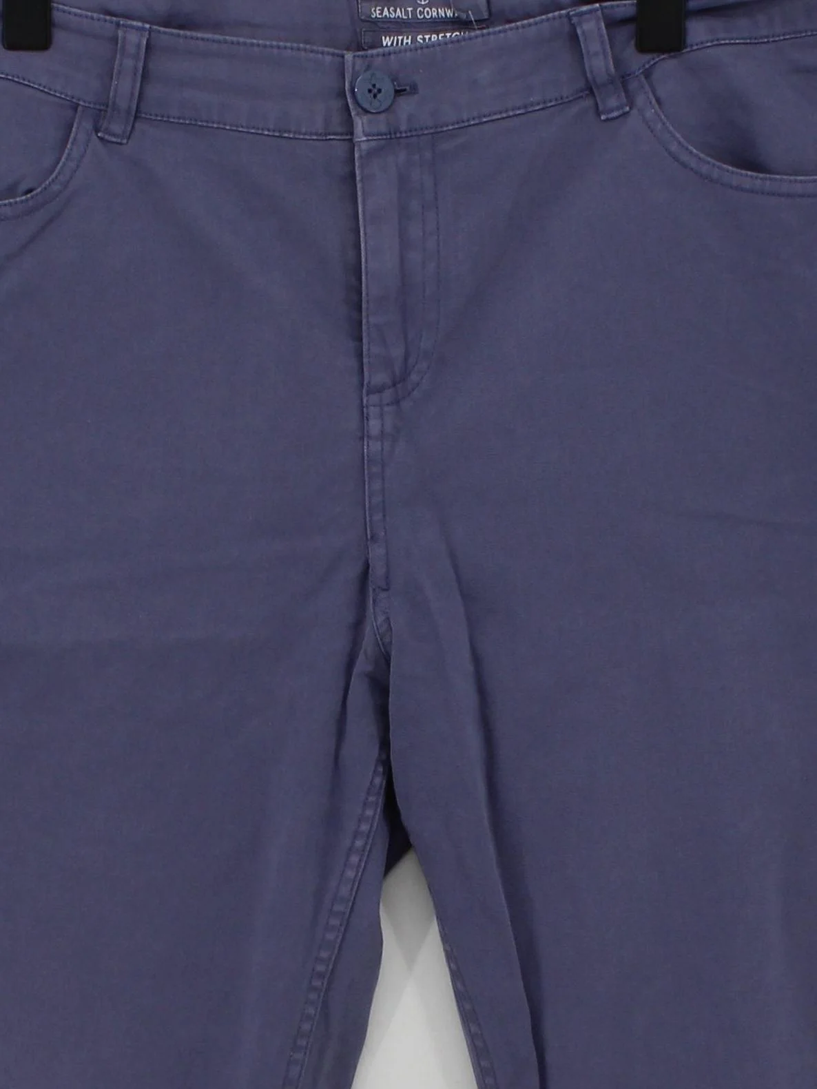 SEASALT CORNWALL Women's Trousers UK 16 Blue Cotton with Elastane Straight Capri - Image 3
