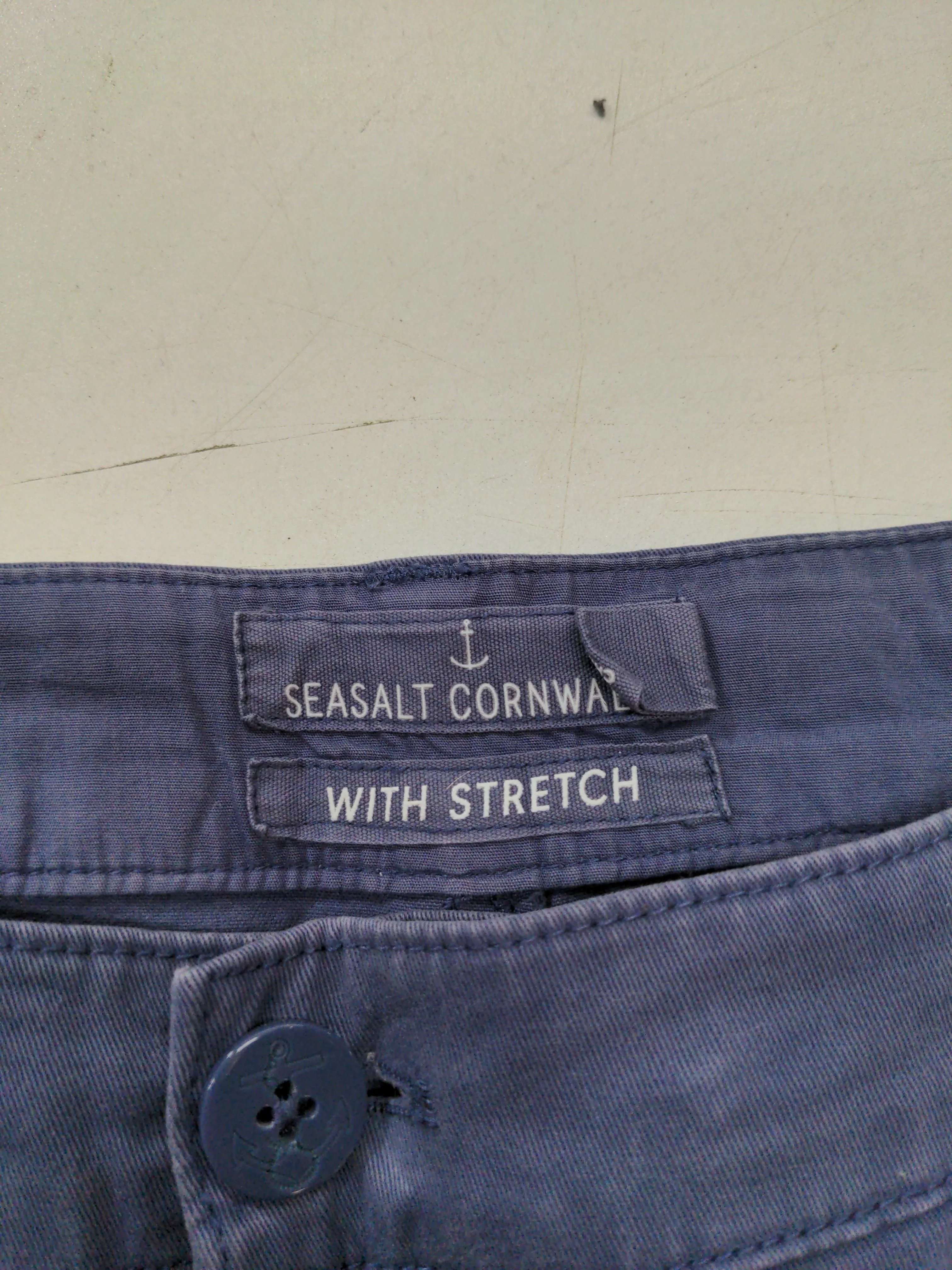 SEASALT CORNWALL Women's Trousers UK 16 Blue Cotton with Elastane Straight Capri - Image 5