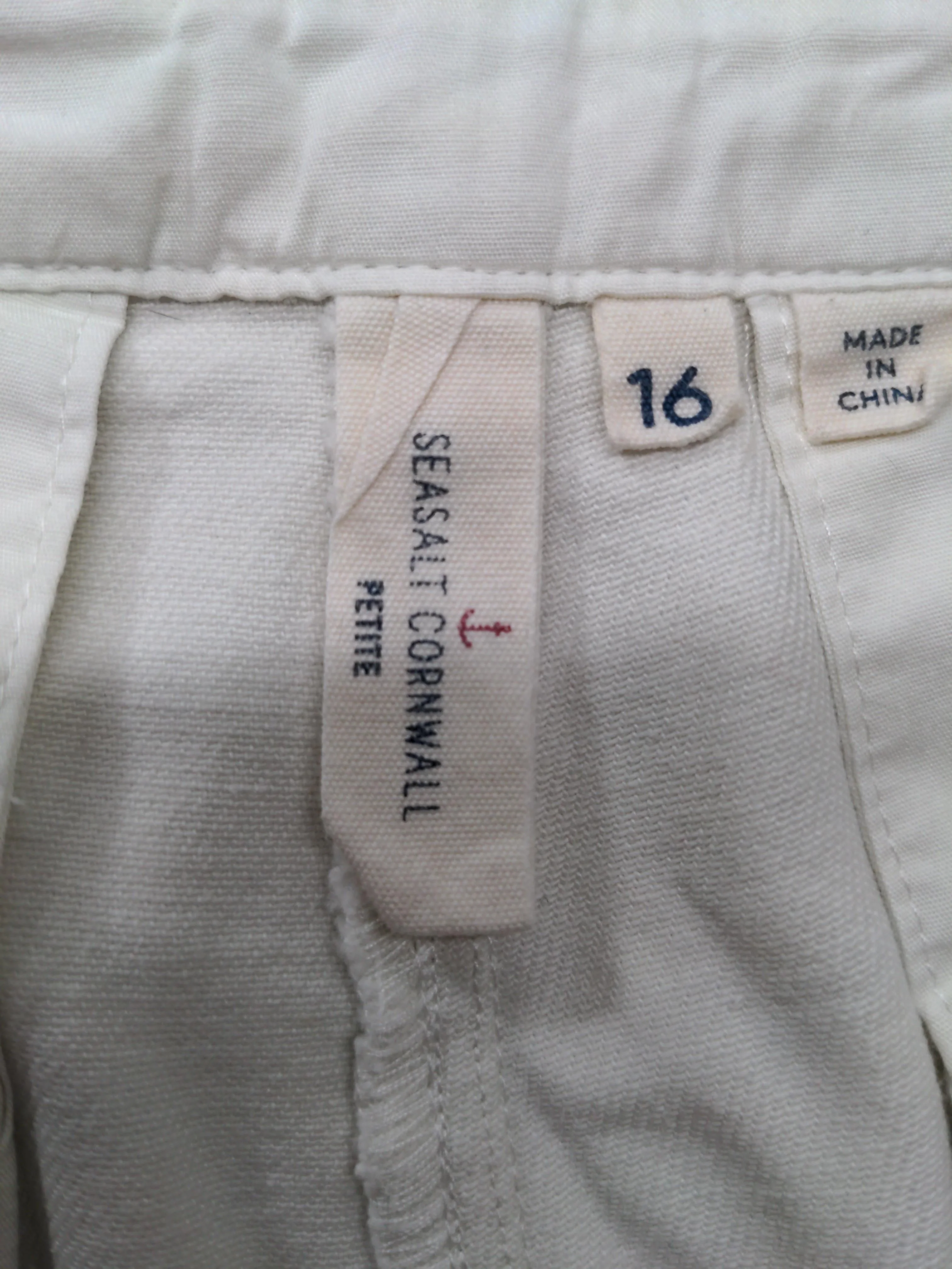 SEASALT CORNWALL Women's Trousers UK 16 Cream Cotton with Elastane Capri - Image 5