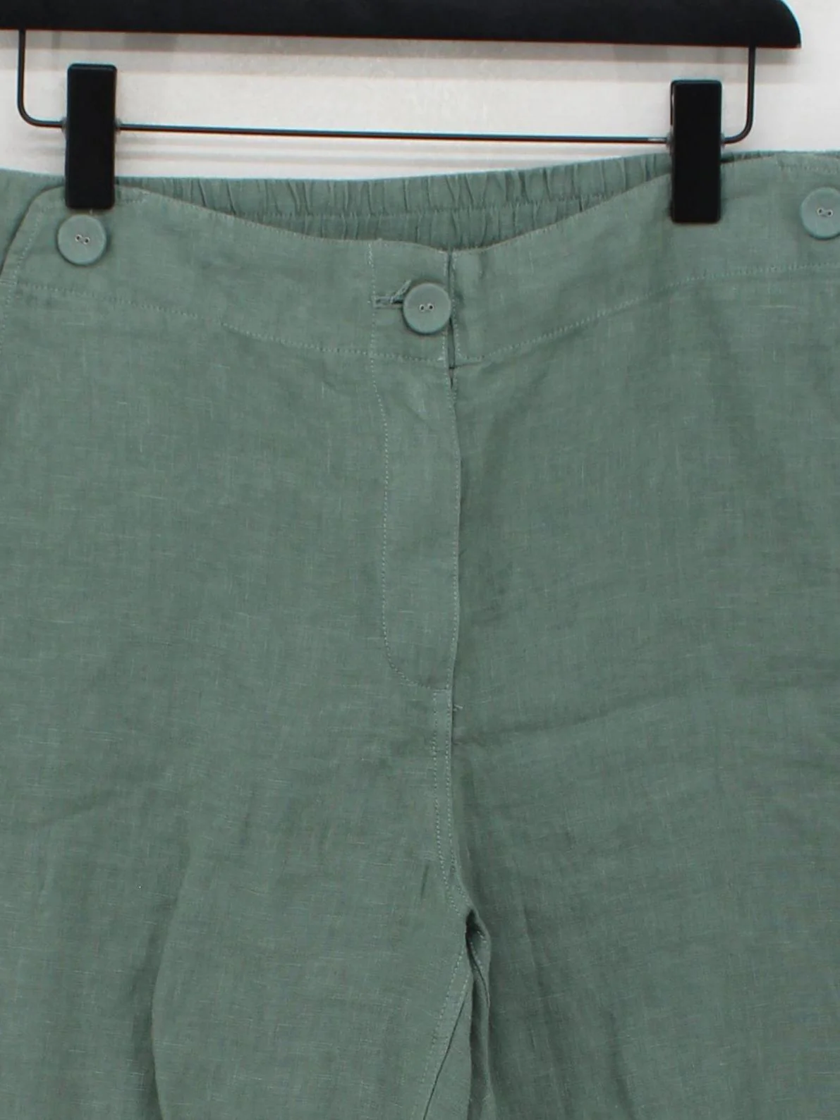 SEASALT CORNWALL Women's Trousers UK 16 Green 100% Linen Tapered Cropped - Image 3