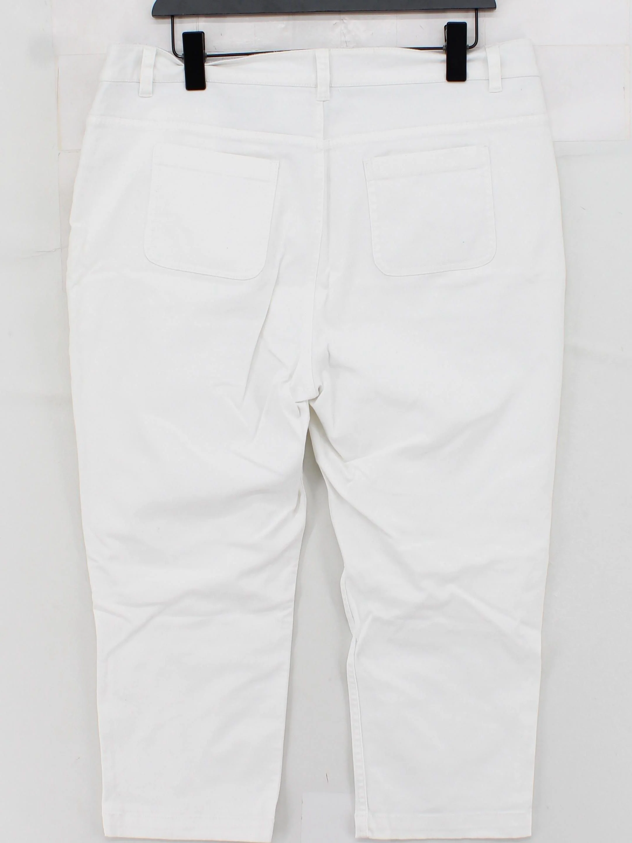 SEASALT CORNWALL Women's Trousers UK 16 White Cotton with Elastane Capri - Image 2