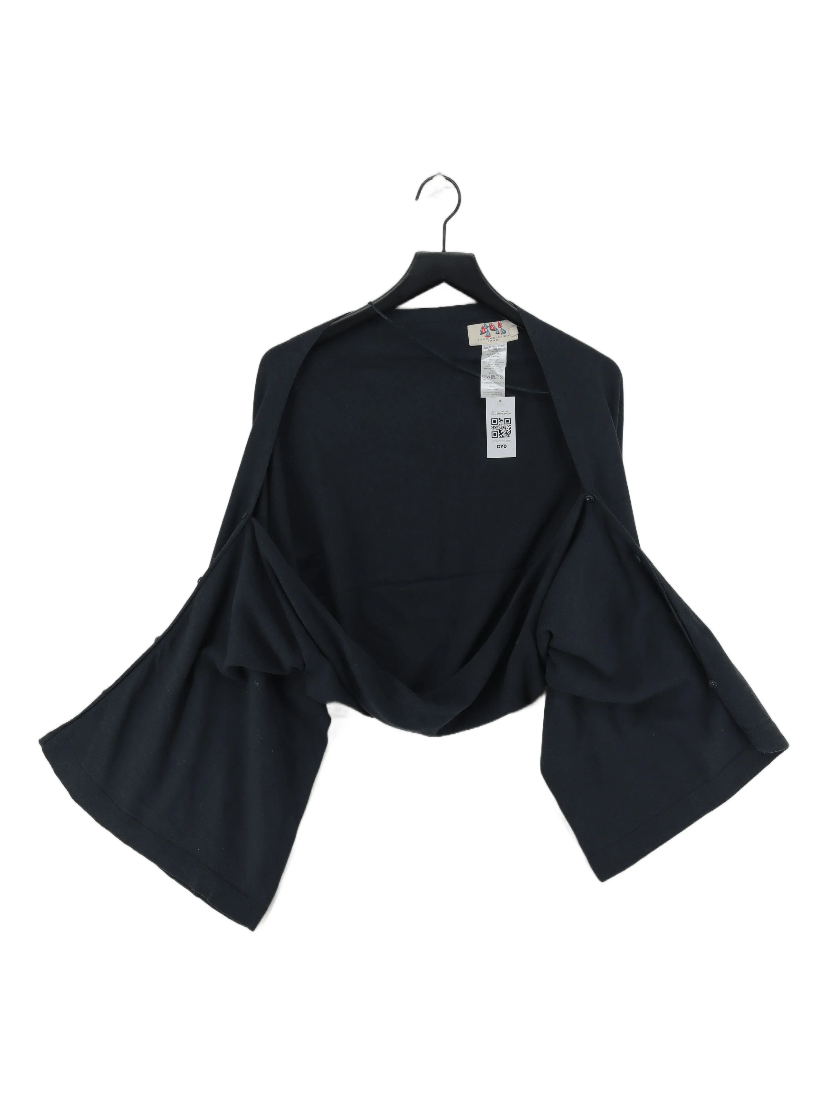 Seasalt Women's Cardigan Black Cotton with Wool V-Neck Cardigan