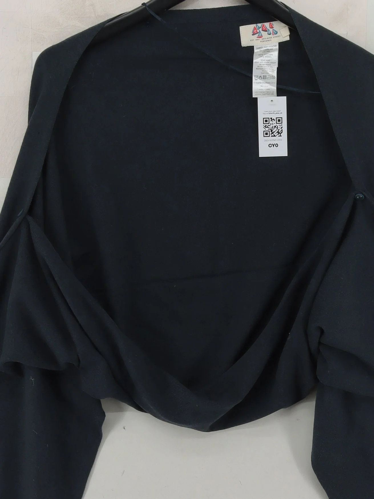 Seasalt Women's Cardigan Black Cotton with Wool V-Neck Cardigan - Image 3