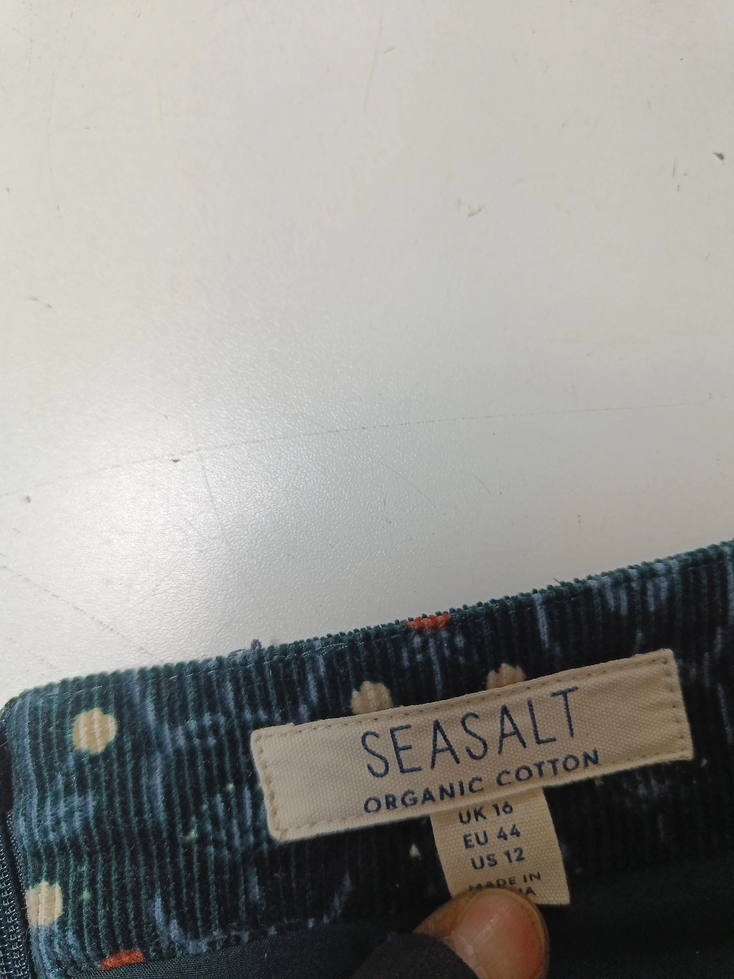 Seasalt Women's Mini Skirt L Green Geometric 100% Cotton Short Mini - Image 5