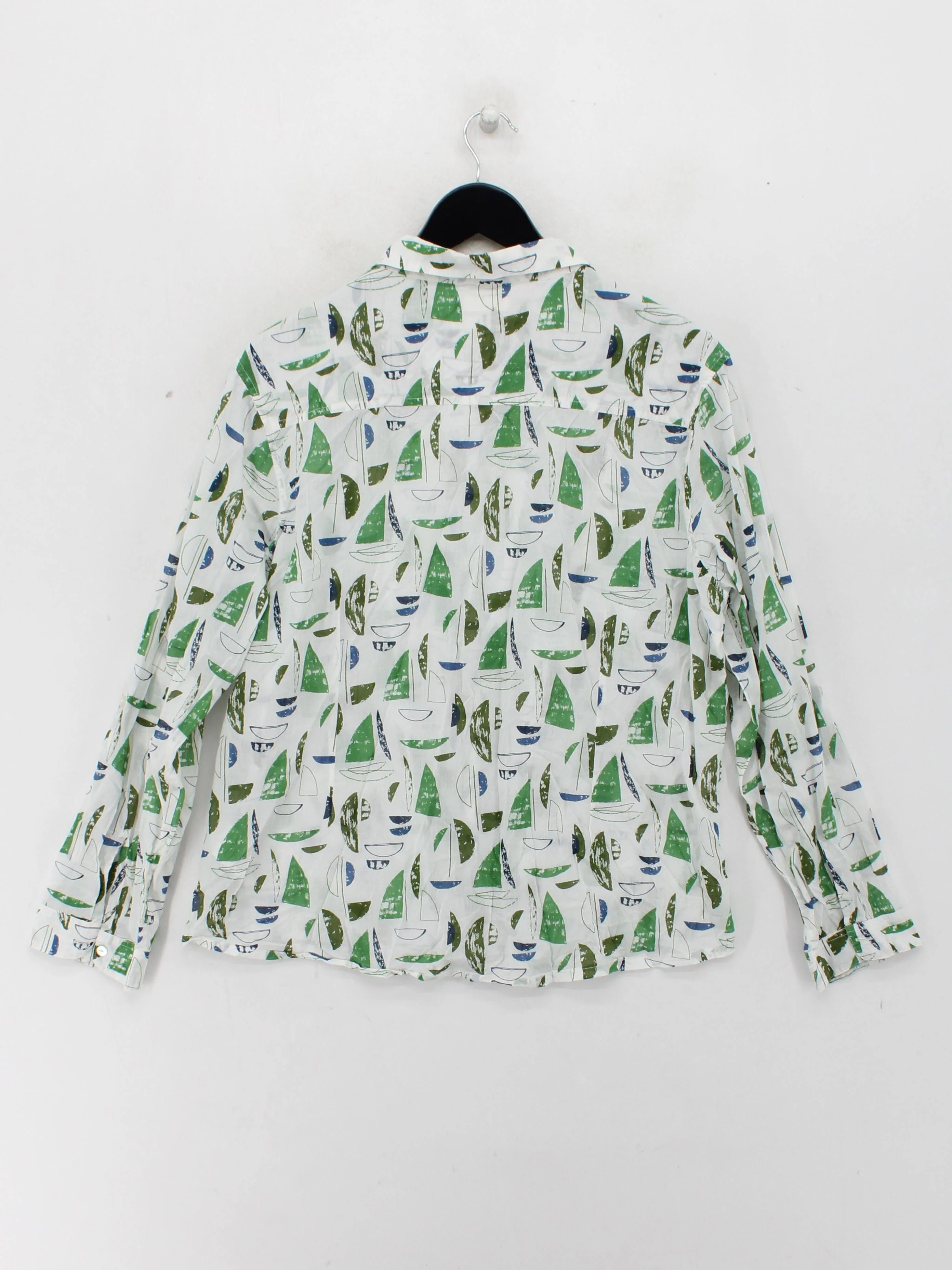 Seasalt Women's Shirt L White Graphic 100% Cotton Long Sleeve Collared Basic - Image 2