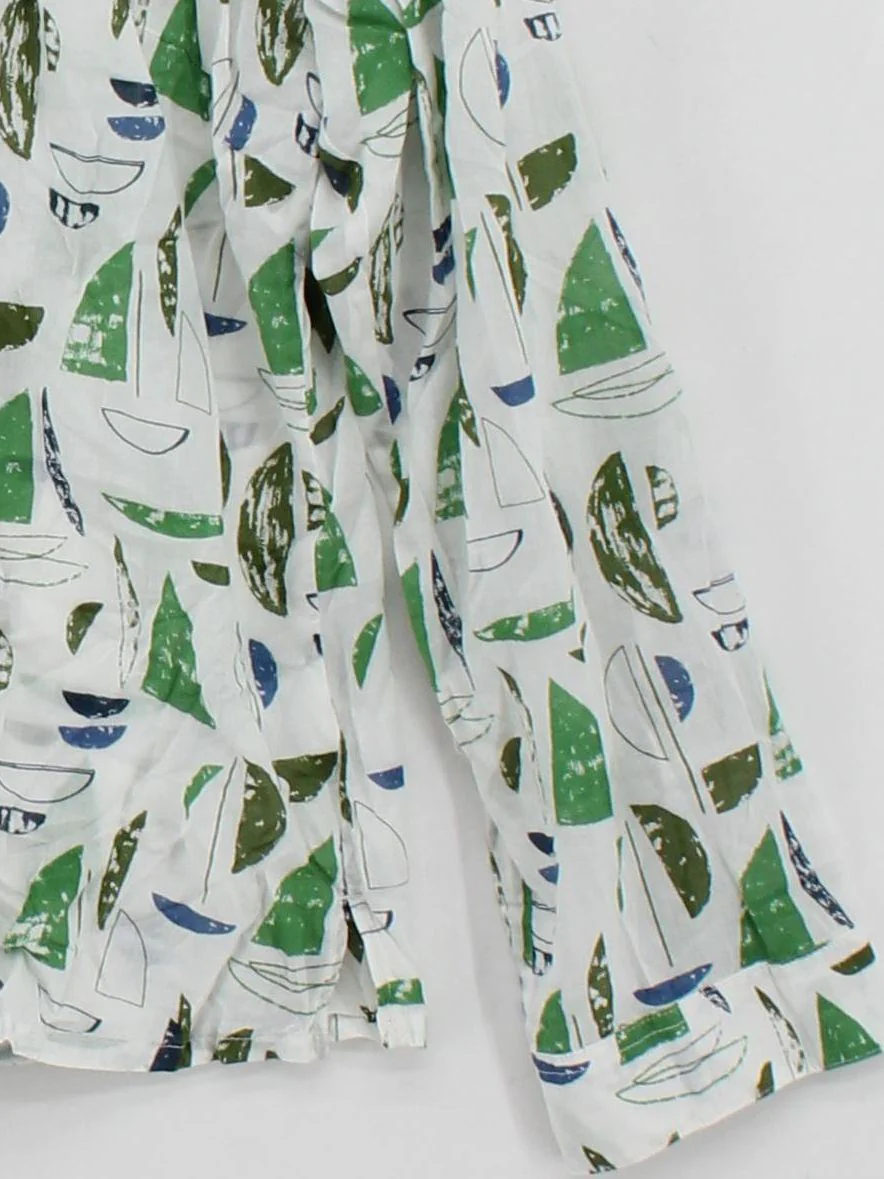 Seasalt Women's Shirt L White Graphic 100% Cotton Long Sleeve Collared Basic - Image 4